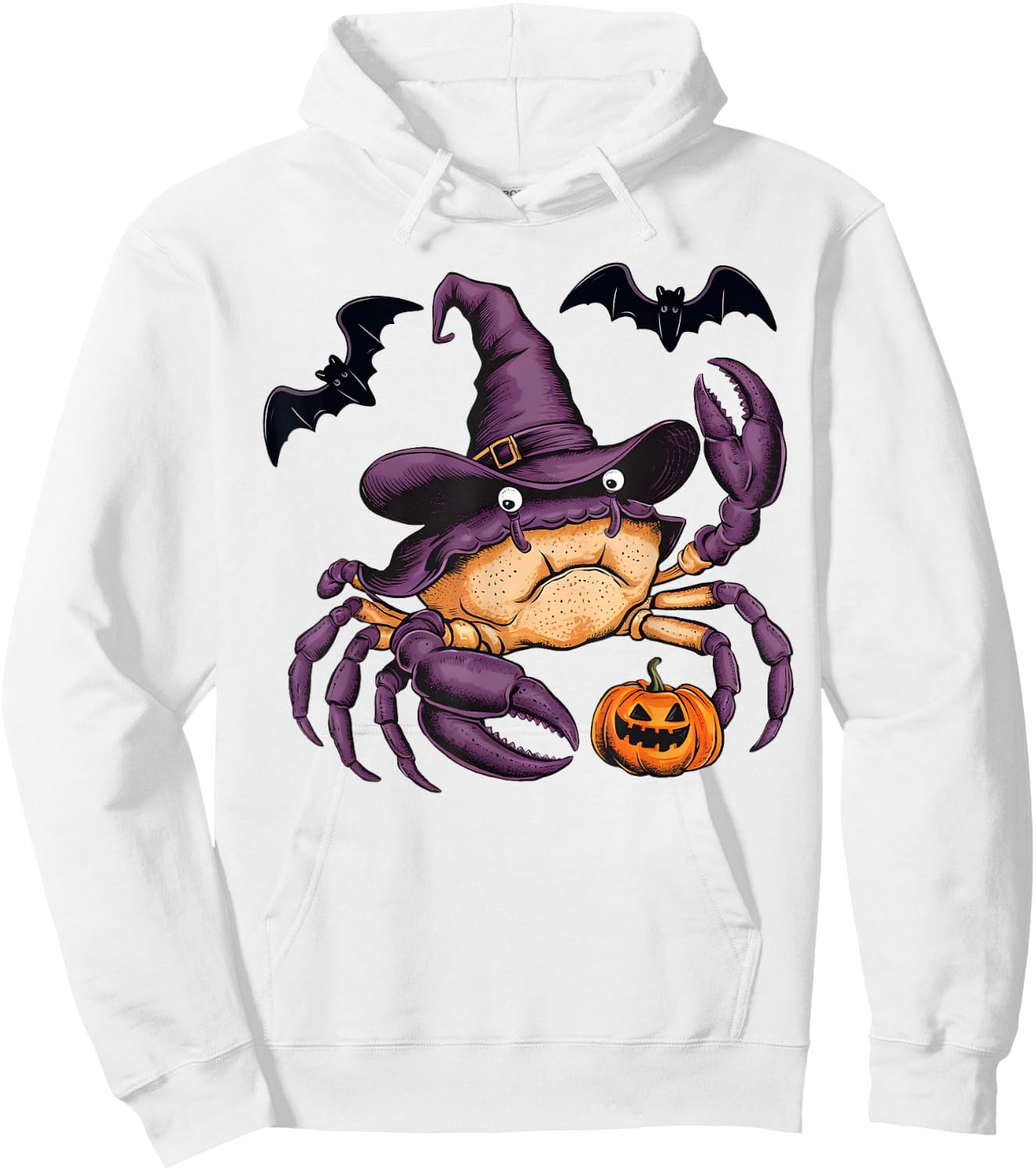 Funny Crab Halloween Costume Scary Pumpkin Bat Witch Hoodie - Hoodie | White