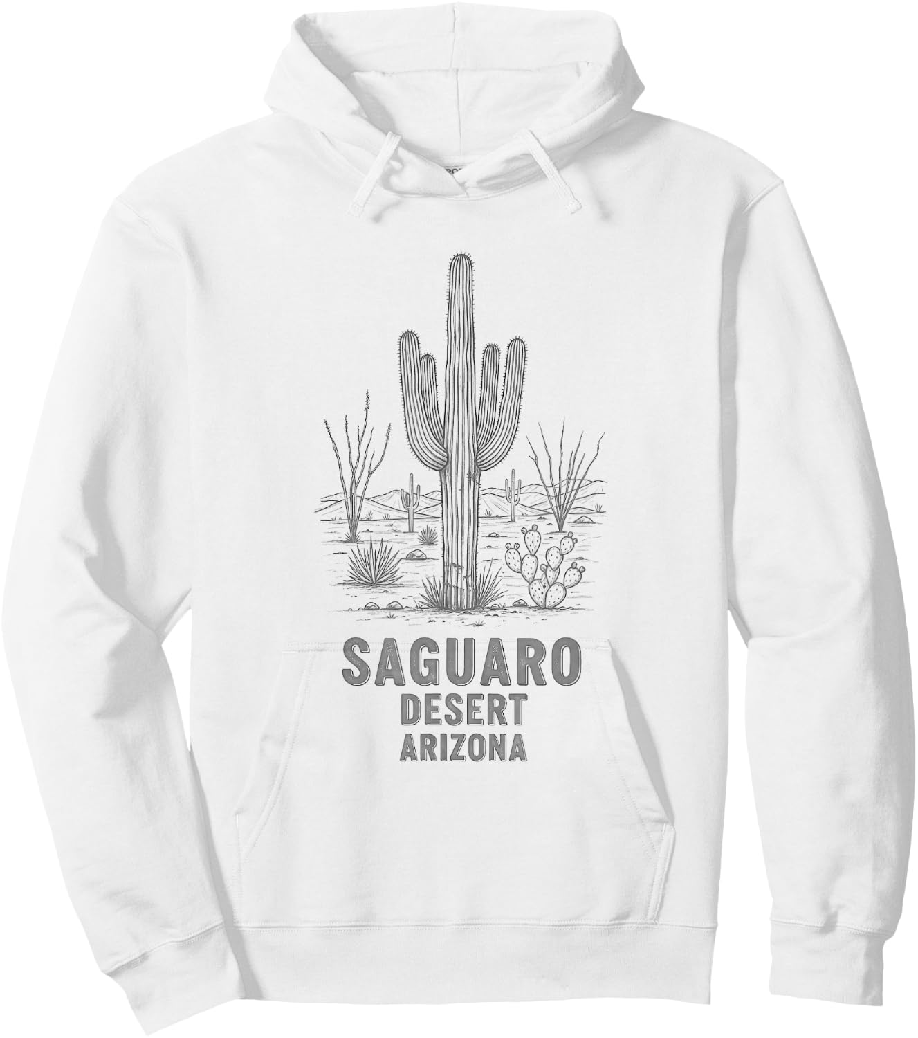 Vintage Saguaro Desert Arizona Drawing Art Design Hoodie - Hoodie | White