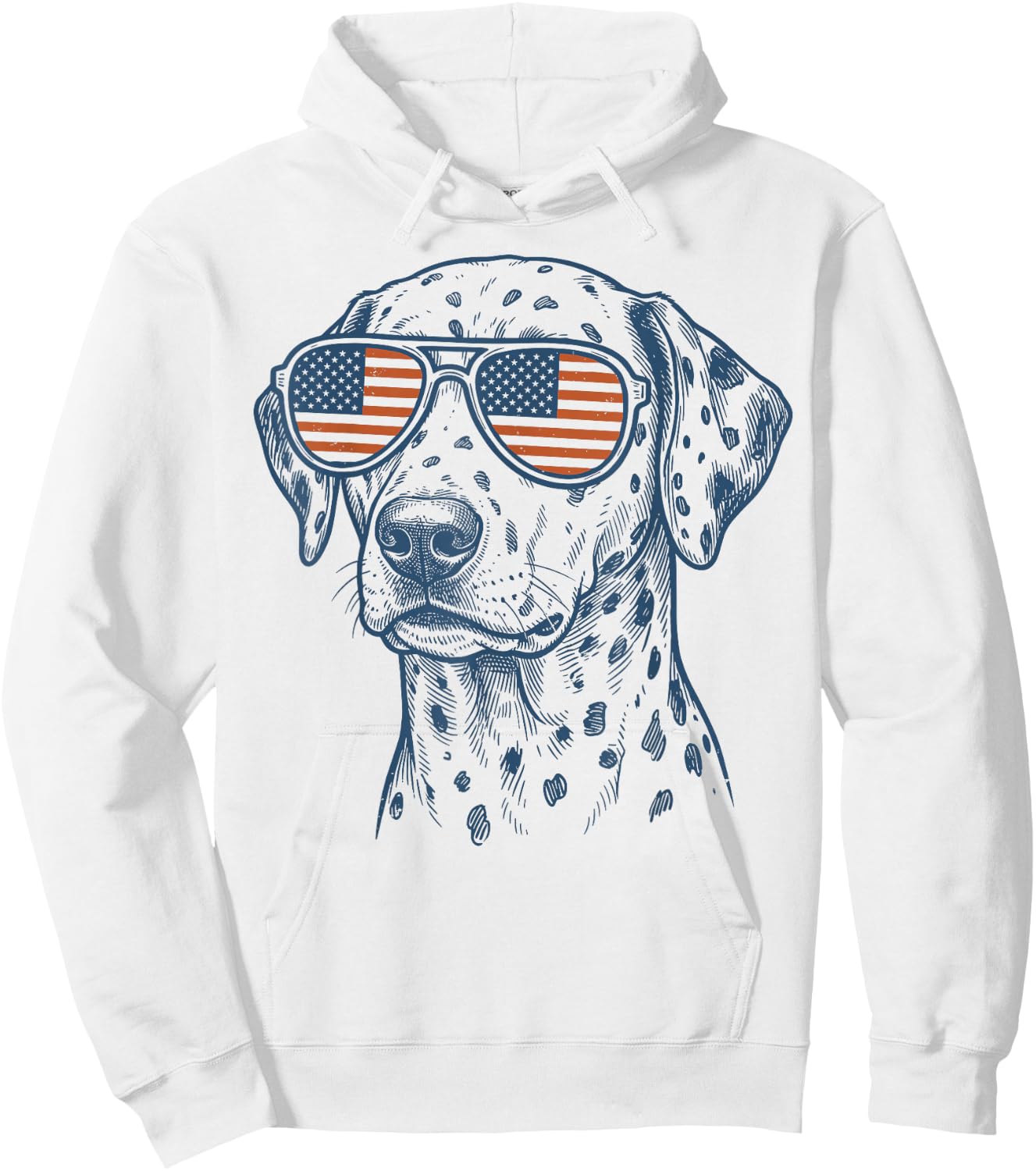 Patriotic Dalmatian Dog Mom Dad 4th of July Vintage Hoodie - Hoodie | White