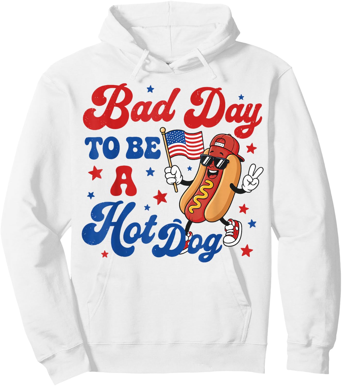 Patriotic USA Grilling Bad Day to Be A Hot Dog 4th July BBQ Hoodie - Hoodie | White