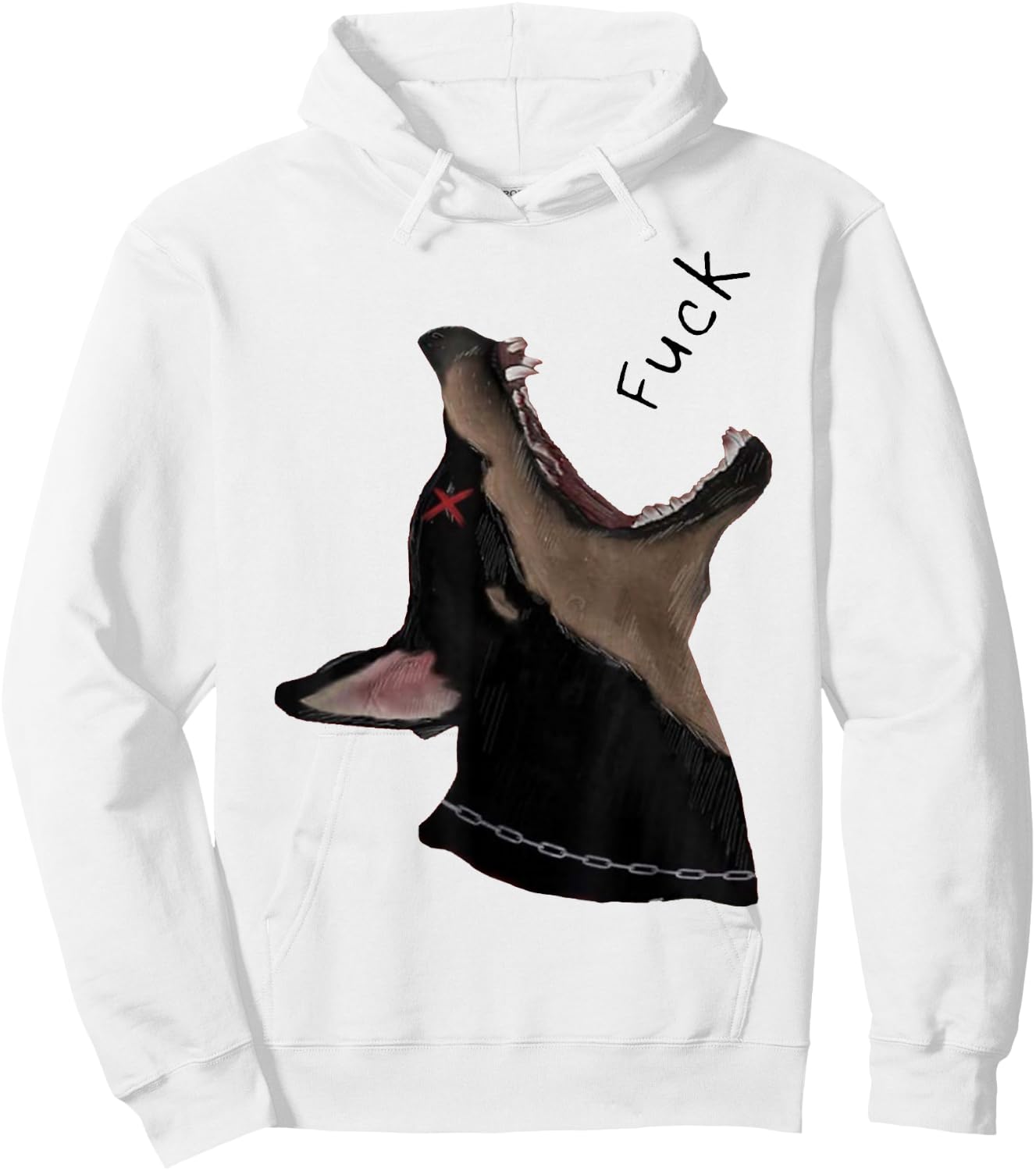 Doberman Dog Fuck Howling Yelling Art Hoodie - Hoodie | White