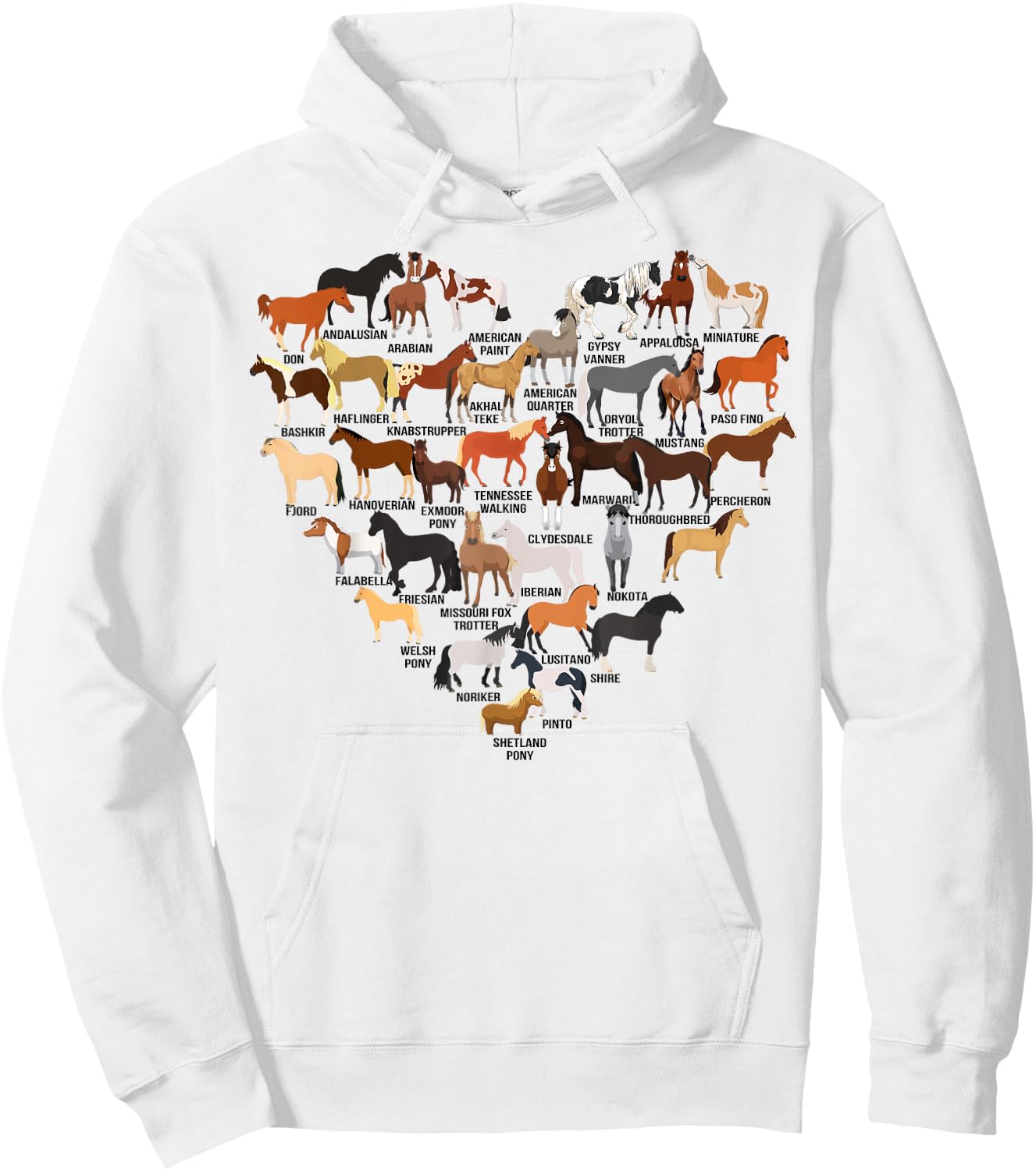 Funny Horse Animal Lover Heart Shape Men Women Kids Hoodie - Hoodie | White