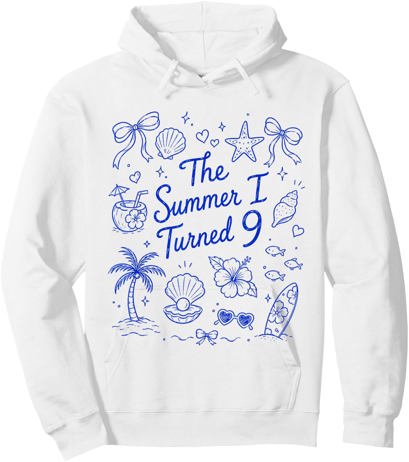 The Summer I Turned 9 Tropical Beach Birthday Hoodie - Hoodie | White