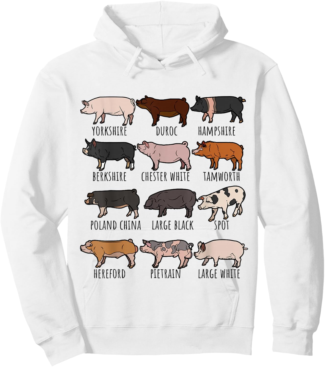 Type of Pigs Breeds Collection,Cute Piggery farm Pig Farmers Hoodie - Hoodie | White