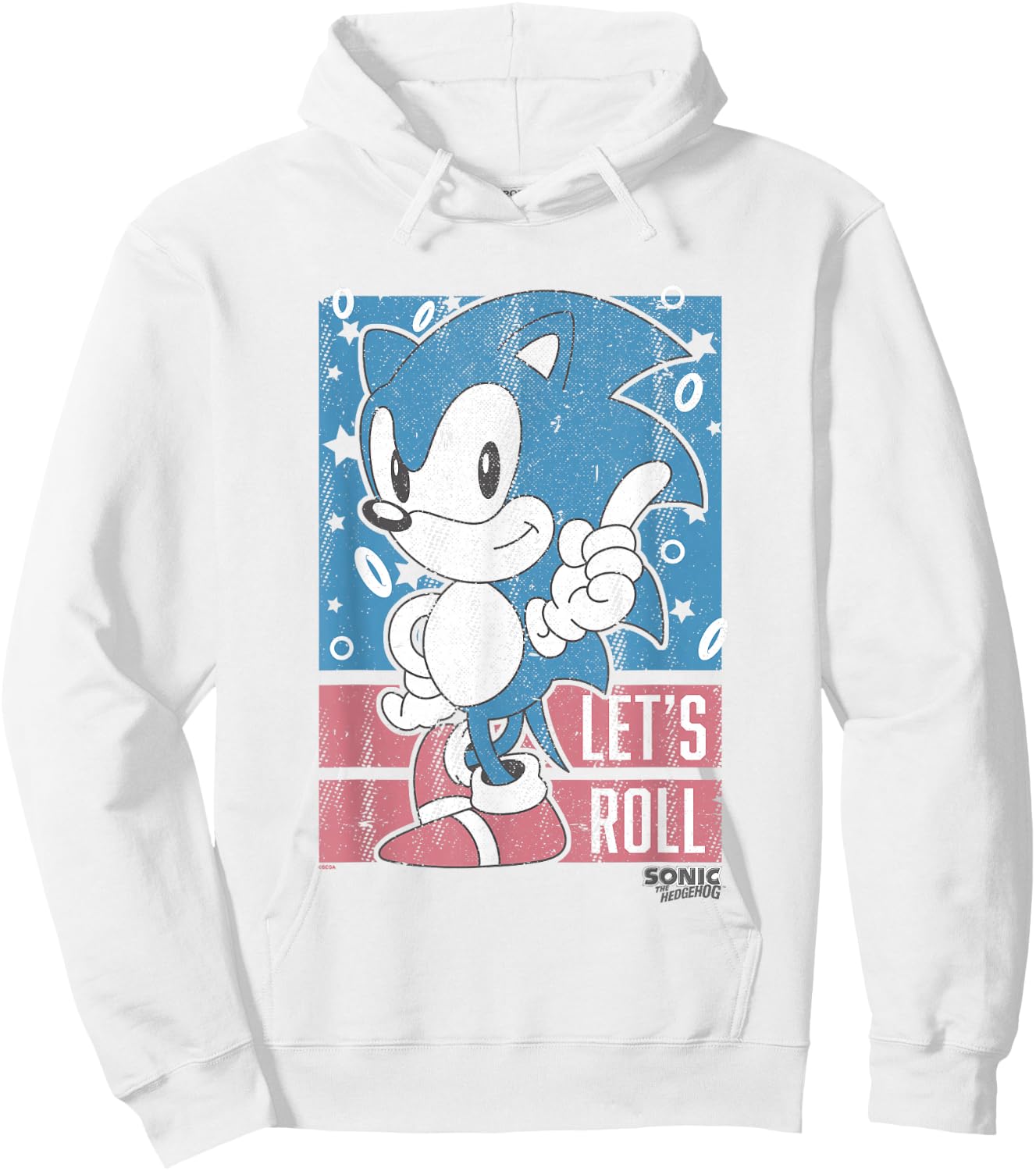 Sonic The Hedgehog Let's Roll Americana Distressed Logo Hoodie - Hoodie | White