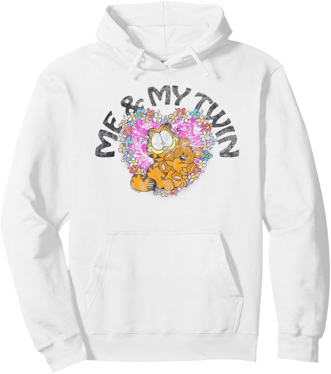 Garfield Me and My Twin Flower Heart Pookie Retro Cute Cat Hoodie - Hoodie | White