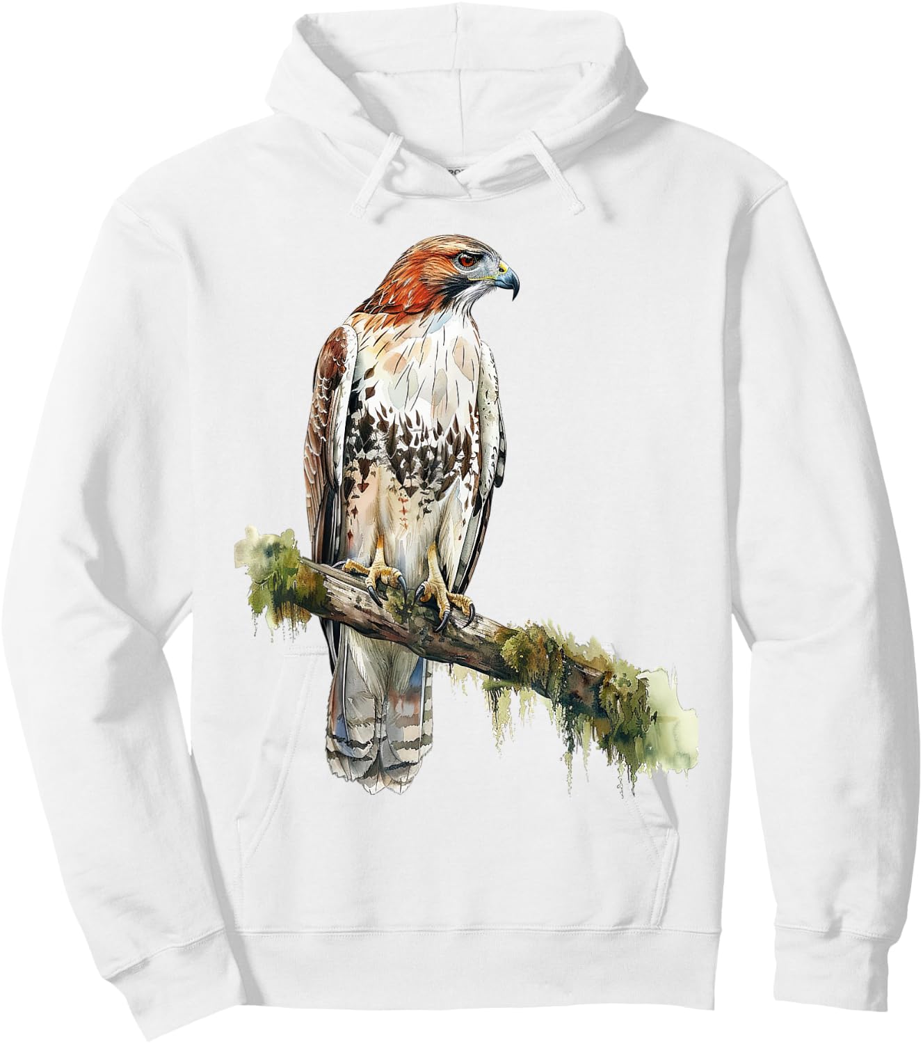 Watercolour Red Tailed Hawk Falconry Birding Hoodie - Hoodie | White