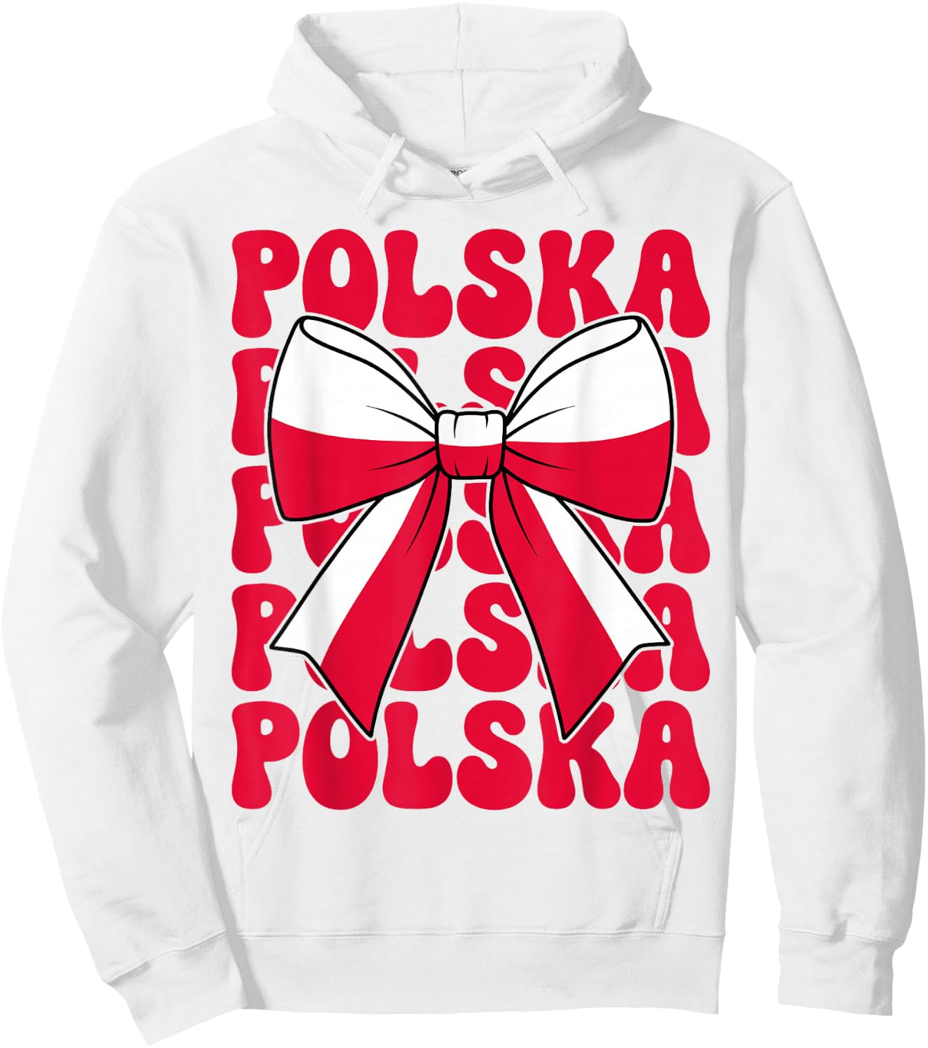 Polish Girl Coquette Bow Poland Flag Cute Polish Polska Hoodie - Hoodie | White