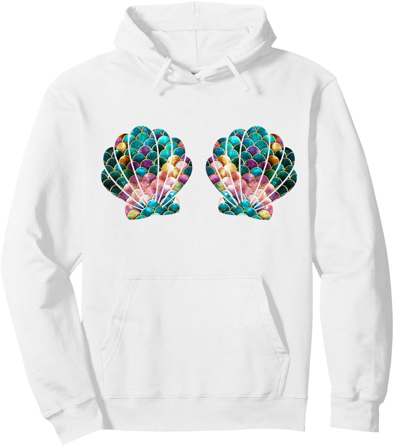 Mermaid Seashell Bra Cartoon Sea Shell Graphic Costume Hoodie - Hoodie | White