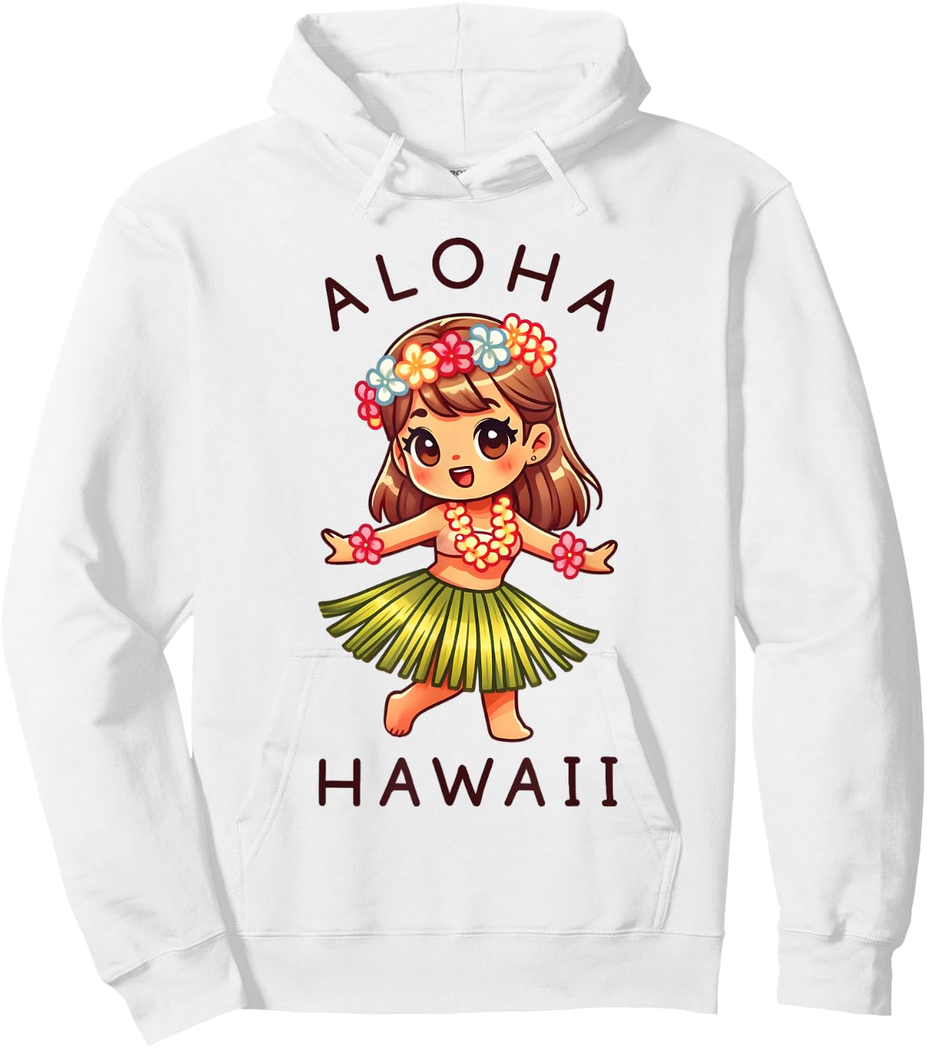 Aloha Hawaii Hawaii Cute Hula Dance Dancer Girl Kids Girls , White Hoodie - Hoodie | White
