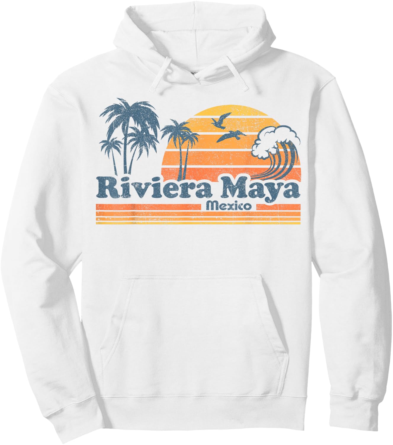 Riviera Maya Mexico Beach Summer Vacation Vintage 70's Retro Hoodie - Hoodie | White