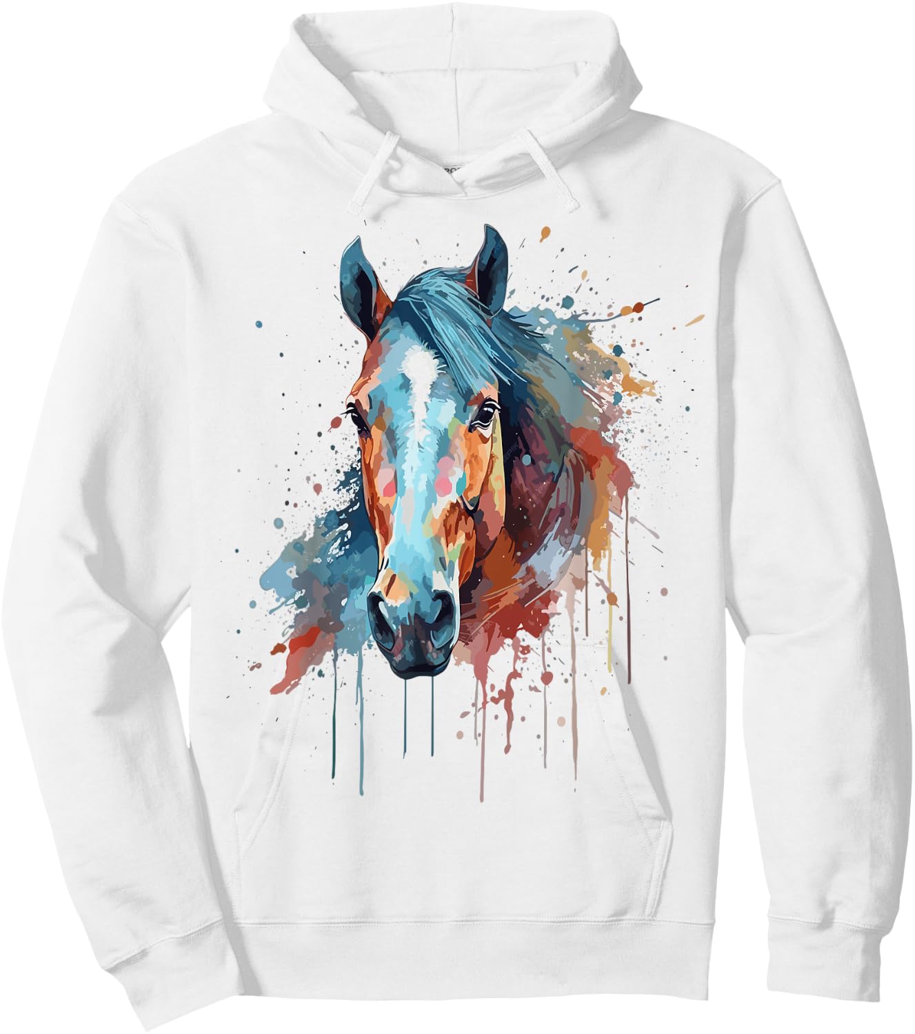 Horse Head Watercolor Equestrian Hoodie - Hoodie | White