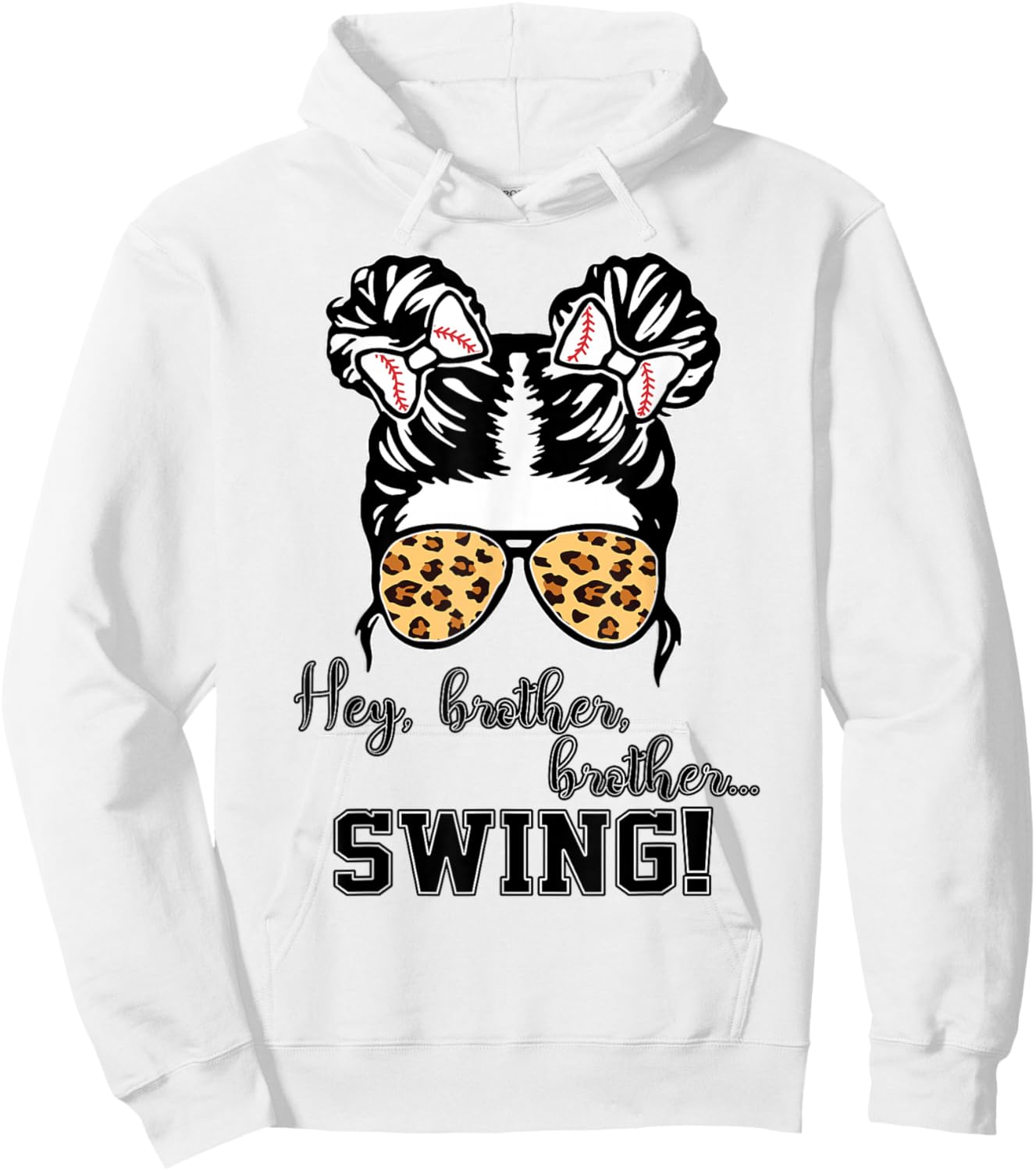 Kids Baseball Sister Hey Brother Brother Swing Toddler Girls Hoodie - Hoodie | White