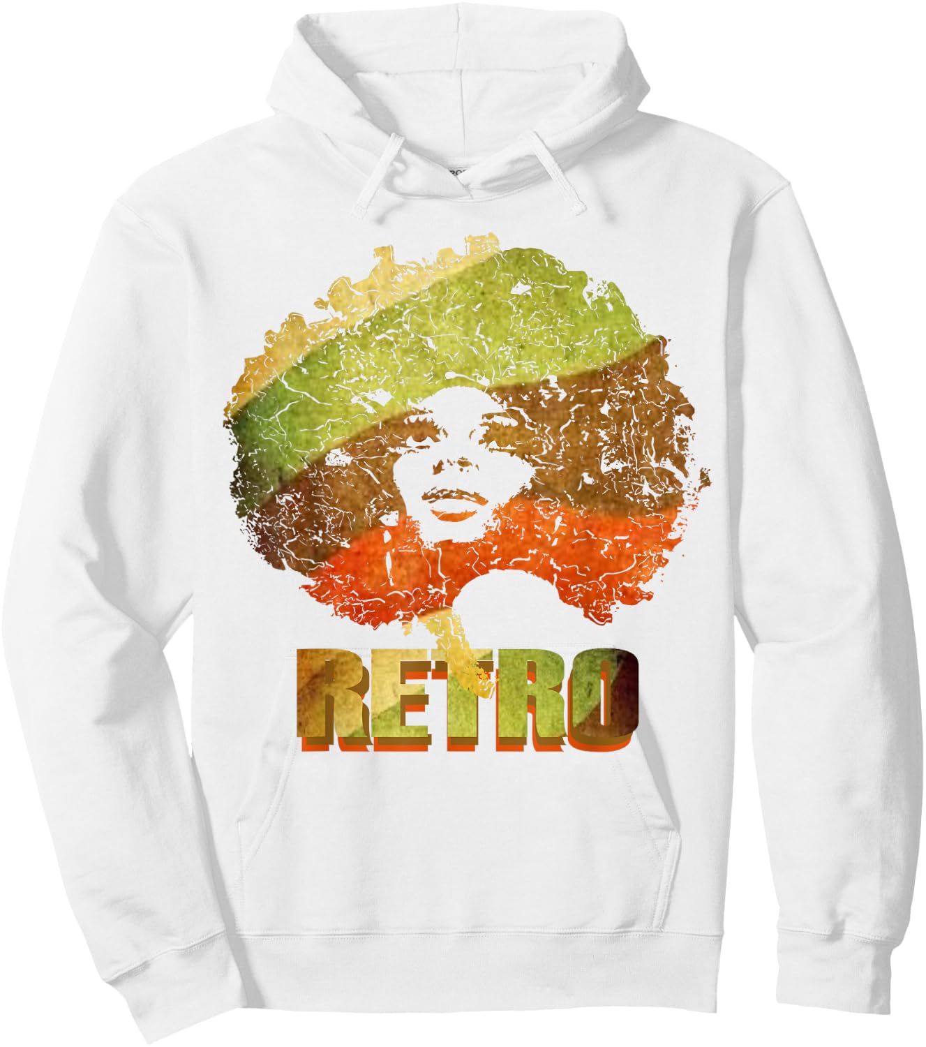 Trendy 80's Afro Soul 70's Retro Vintage Afro Woman Hoodie - Hoodie | White
