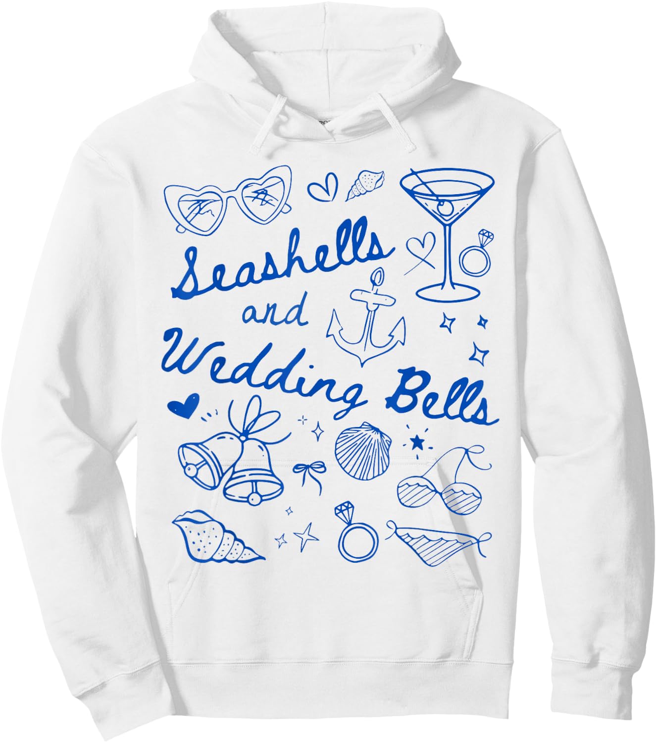 Seashells and Wedding Bells Bridesmaid Bachelorette Party Hoodie - Hoodie | White