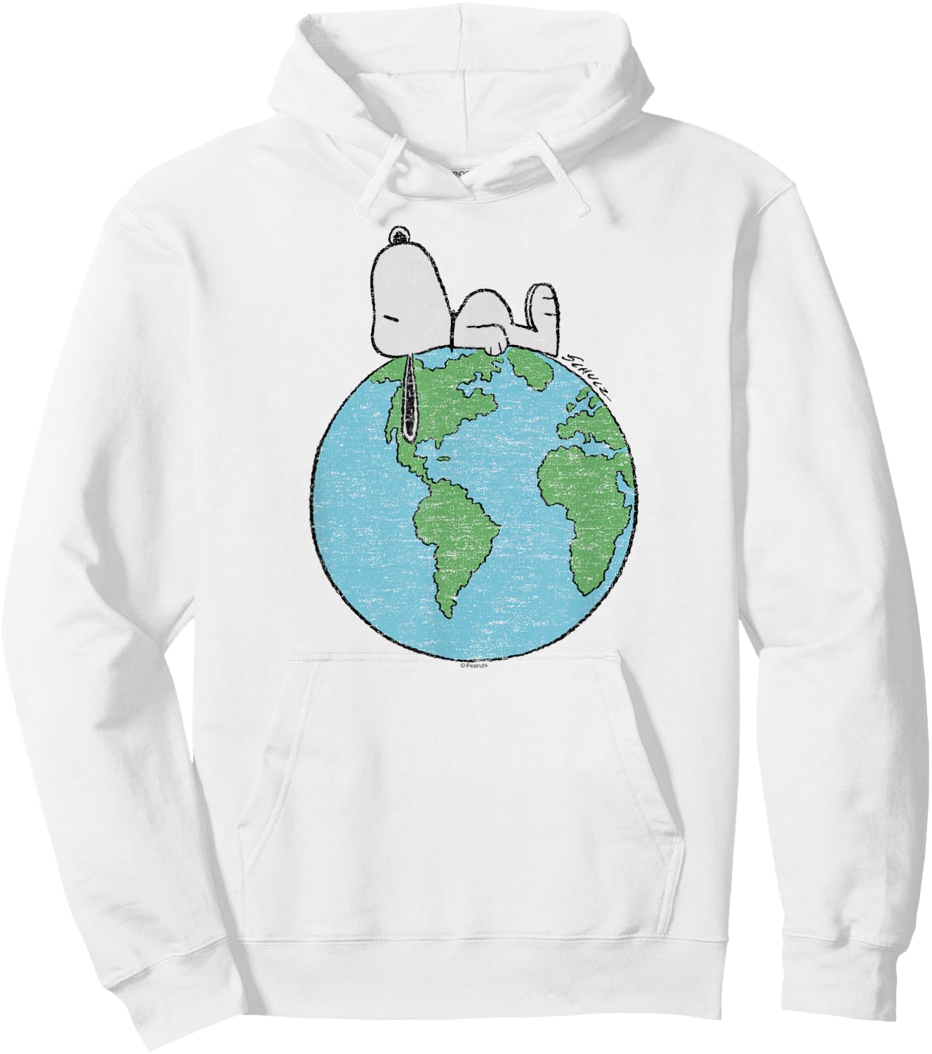 Peanuts - Snoopy Earth Day Laying On Top of the World Hoodie - Hoodie | White