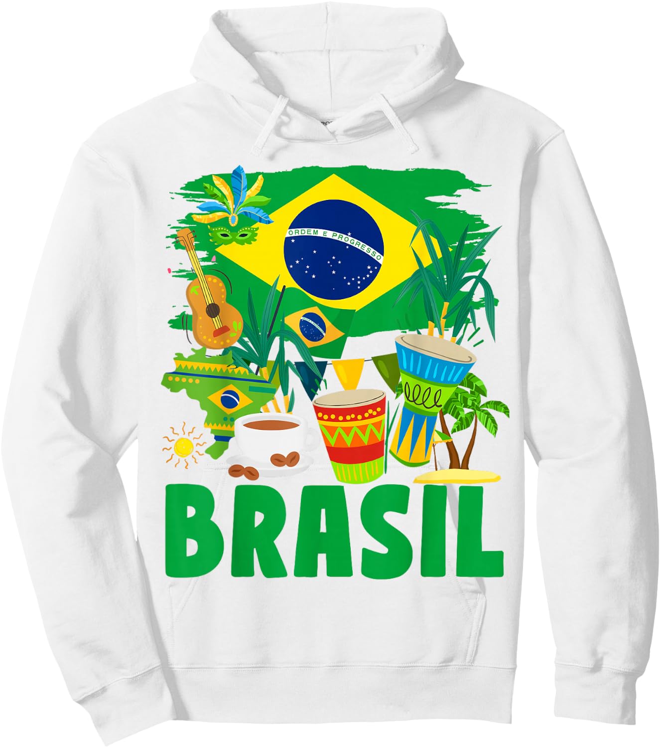 Brazil Flag for Kids - Brazil and Brazil Flag , Yellow, S Hoodie - Hoodie | White