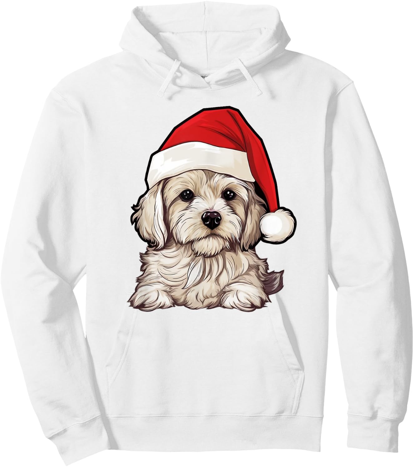 Cavachon Santa Hat Christmas Dog Lovers Gift Mom Dad Xmas Men Women Kids Hoodie - Hoodie | White