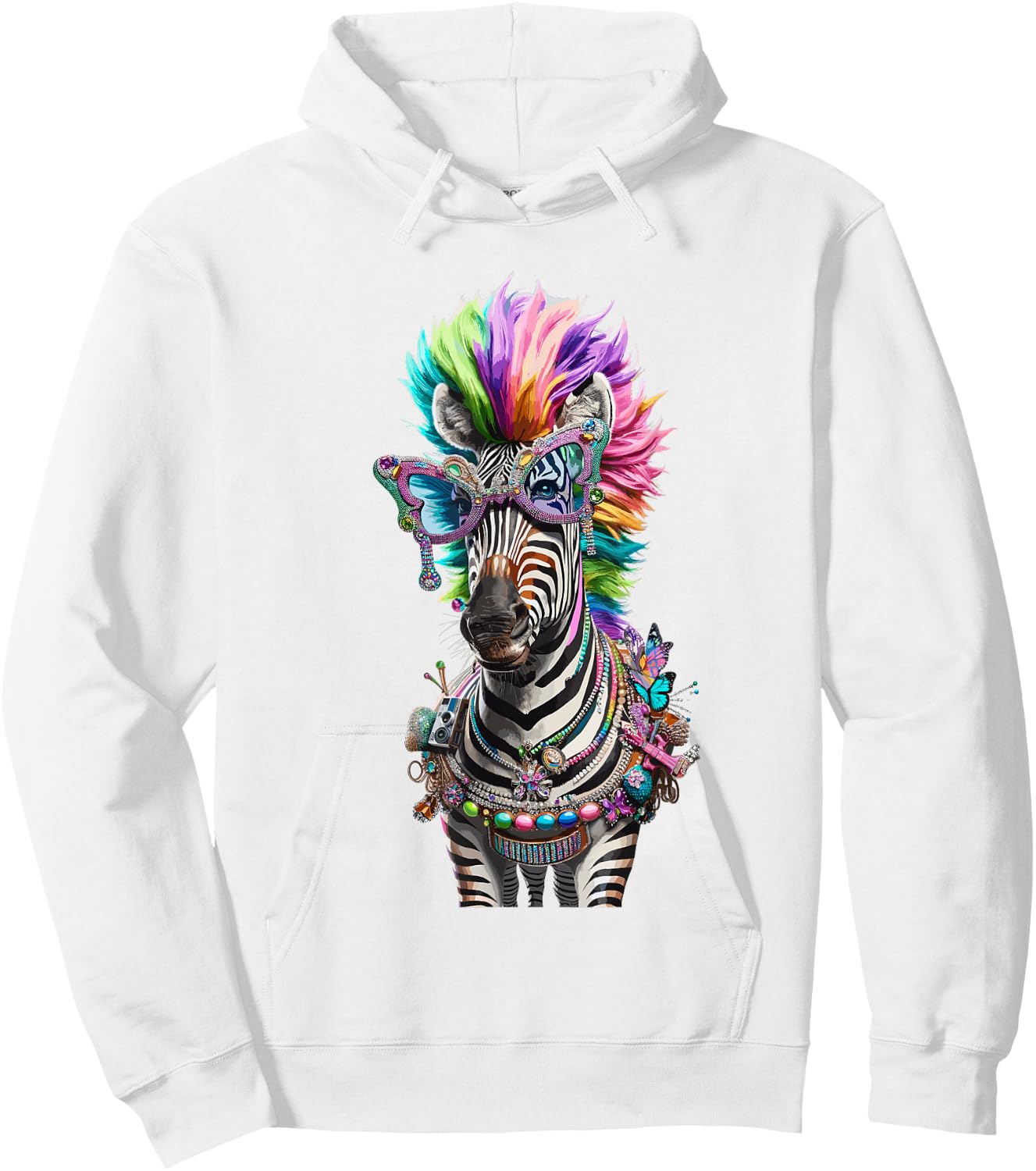 Cheesy Kitsch Aesthetic Zebra Lover Stuff Retro Zebra Hoodie - Hoodie | White