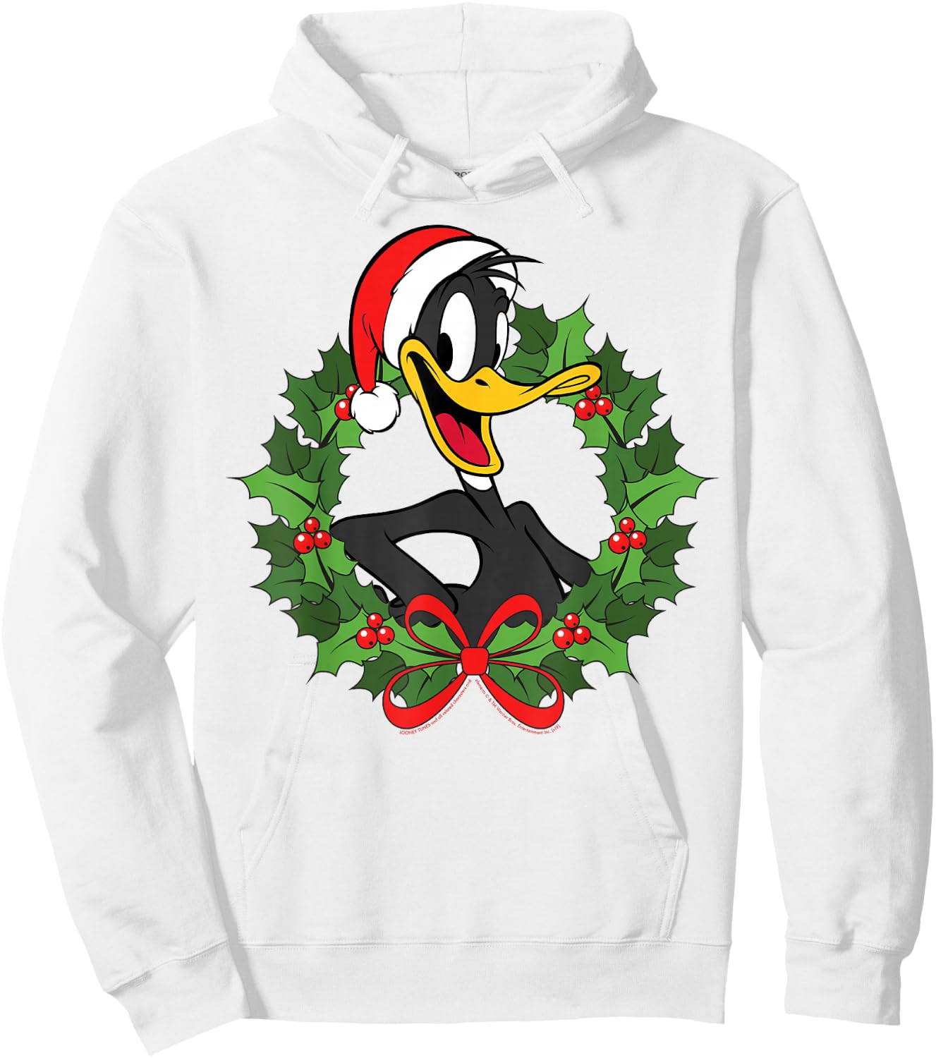 Looney Tunes Christmas Daffy Duck Wreath Hoodie - Hoodie | White