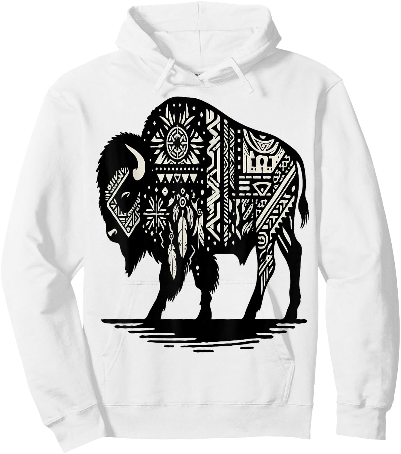 Bison Native American Hoodie - Hoodie | White