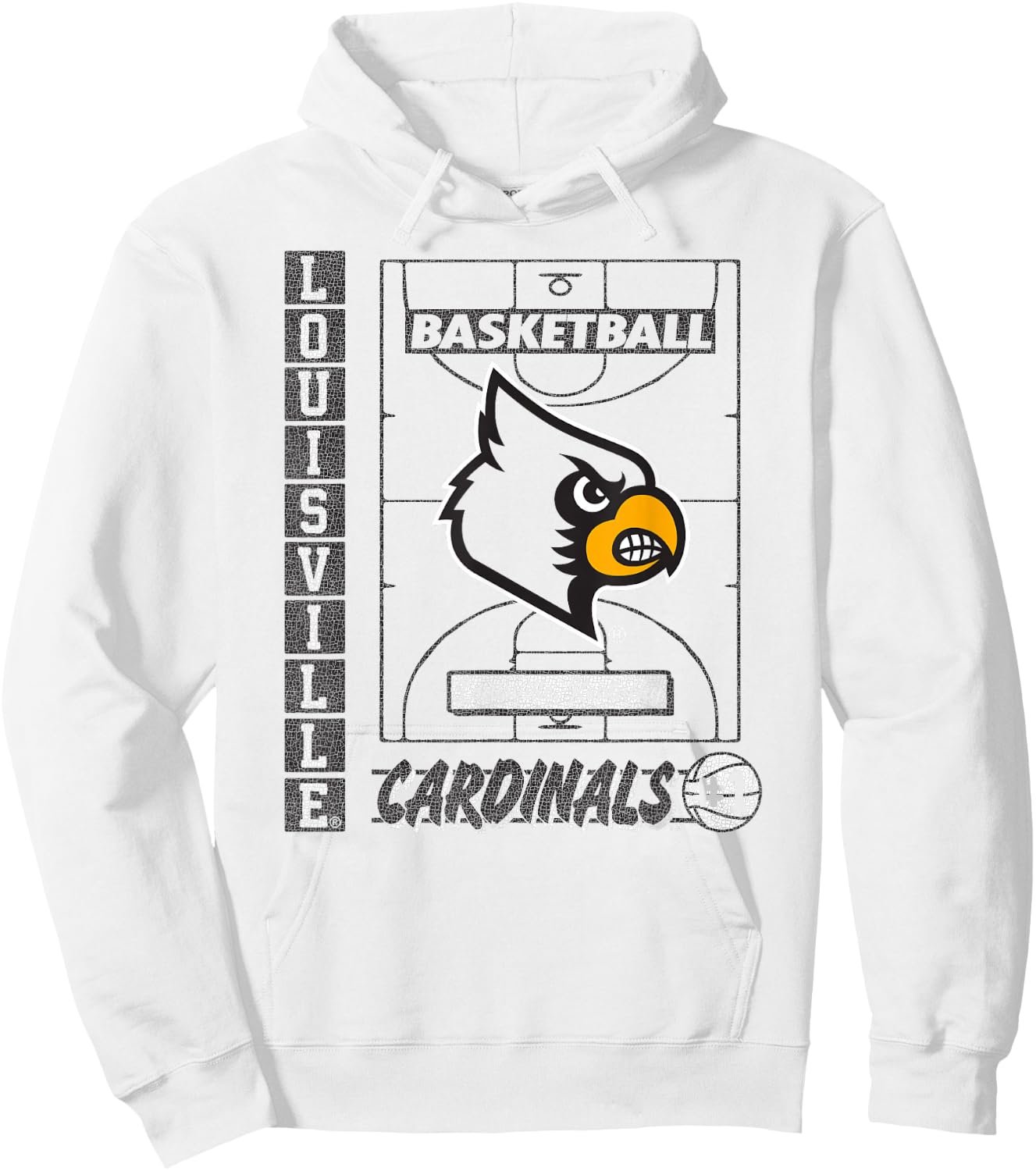 Louisville Cardinals Basketball Vintage Court Red Hoodie - Hoodie | White