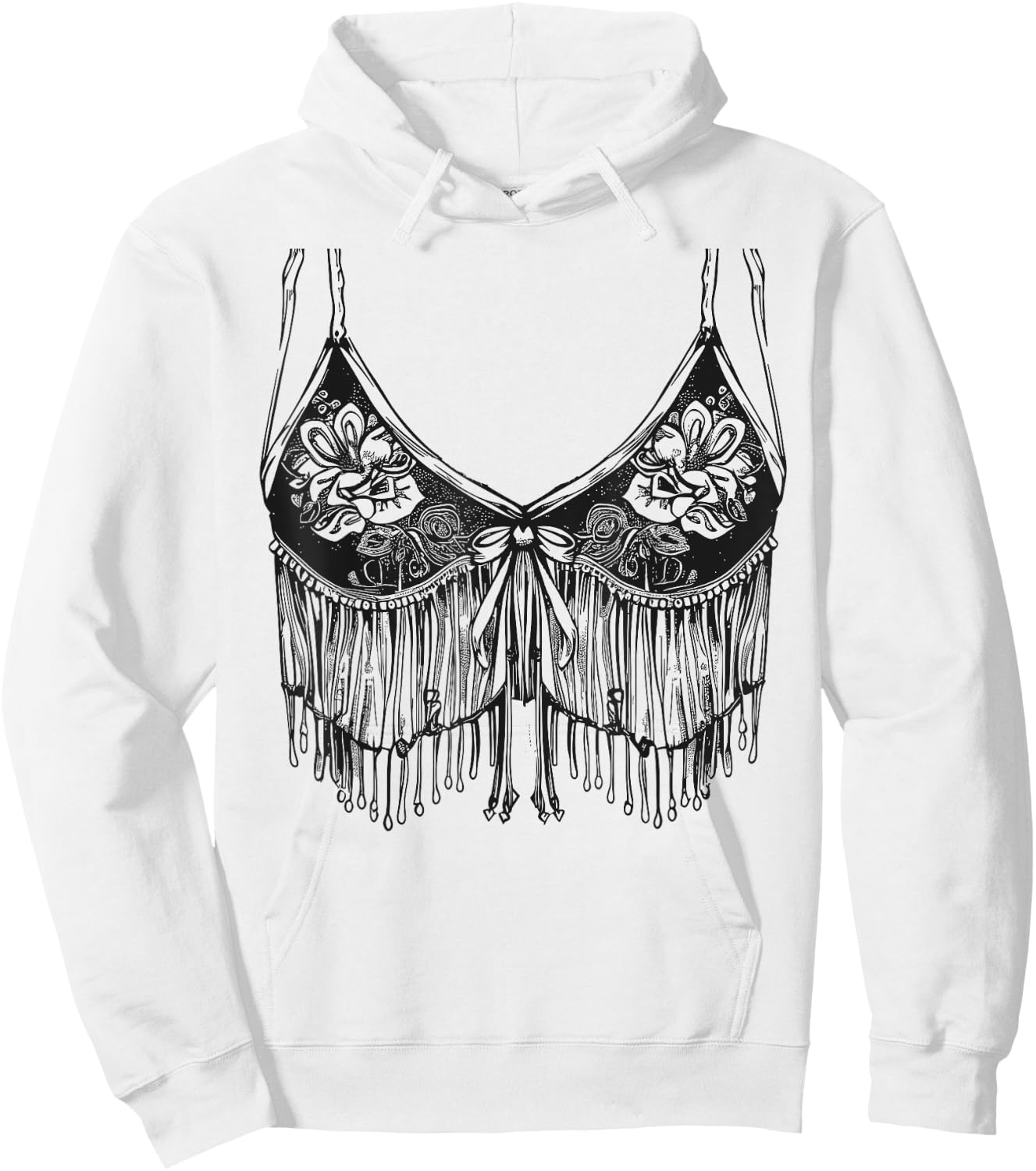 Lingerie Bra graphic Cowgirl Fringe Trendy Cute Sexy Country Hoodie - Hoodie | White