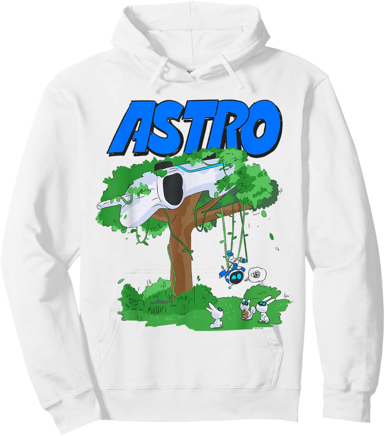 Astro Bot Tree Crash with Bunnies Fun Video Game Hoodie - Hoodie | White