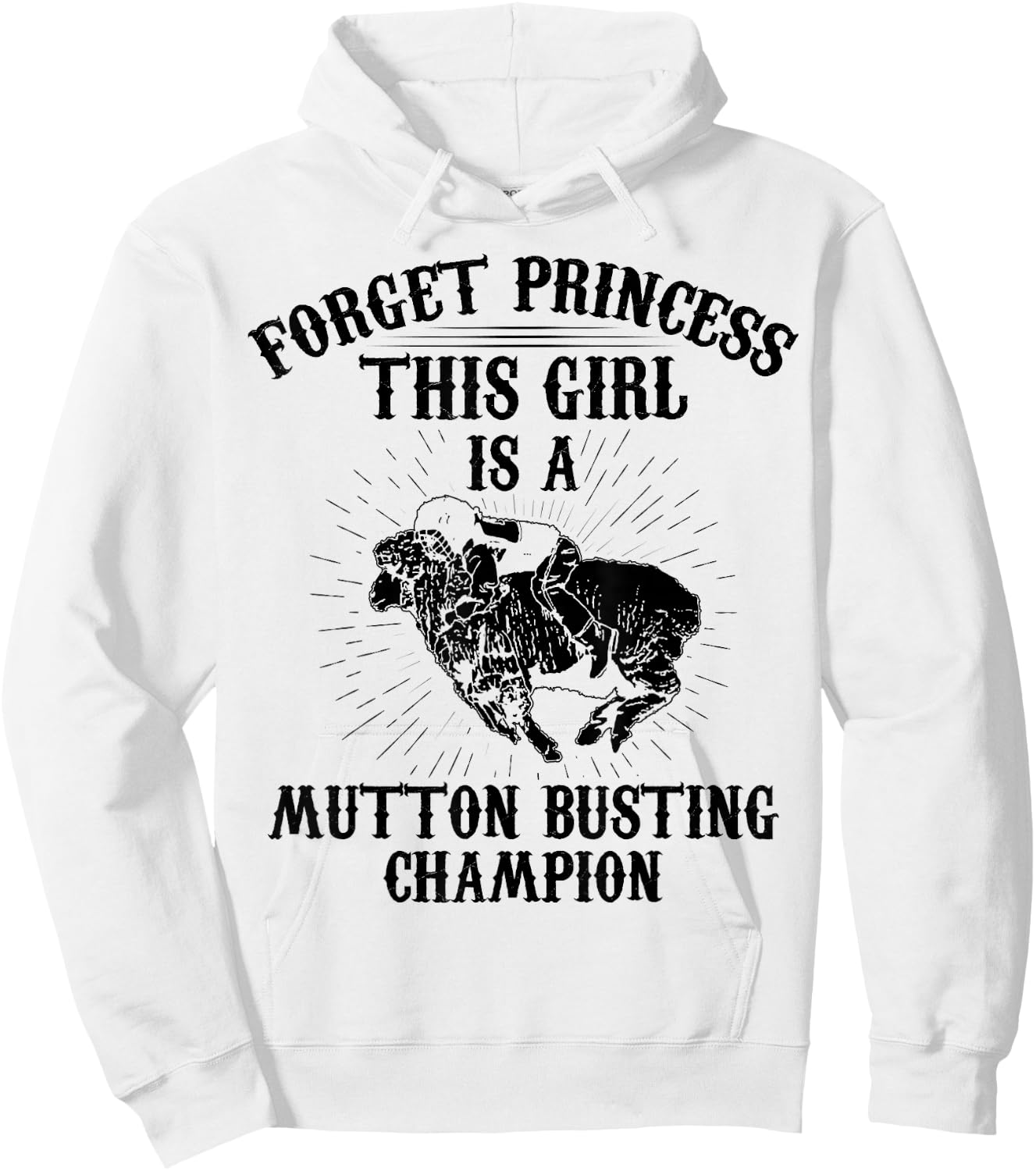 Mutton Busting Gear Bull Riding Sheep Riding Mutton Buster Hoodie - Hoodie | White
