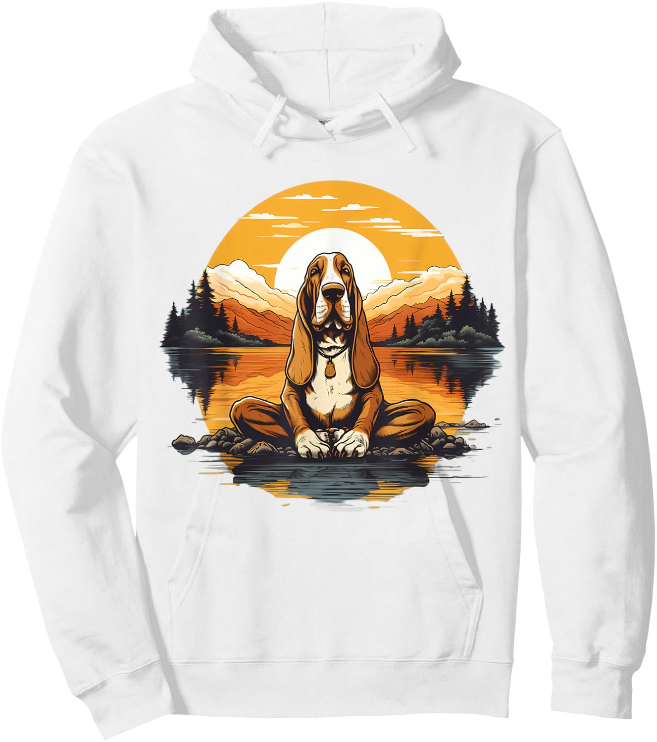 Basset Hound Dog Meditation Yoga Men Women Kids Hoodie - Hoodie | White