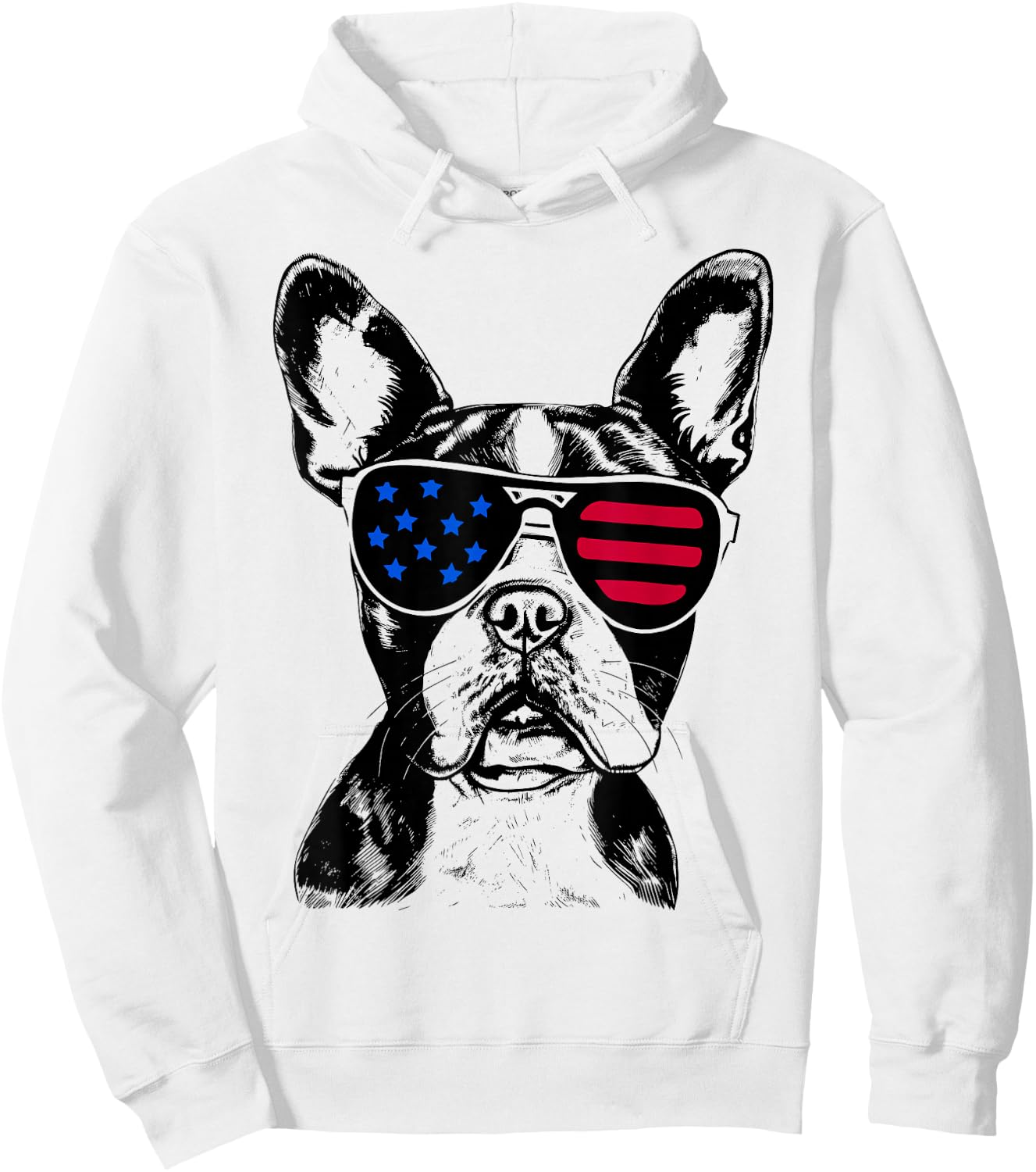 Boston Terrier Dog 4th of July America USA Flag Hoodie - Hoodie | White