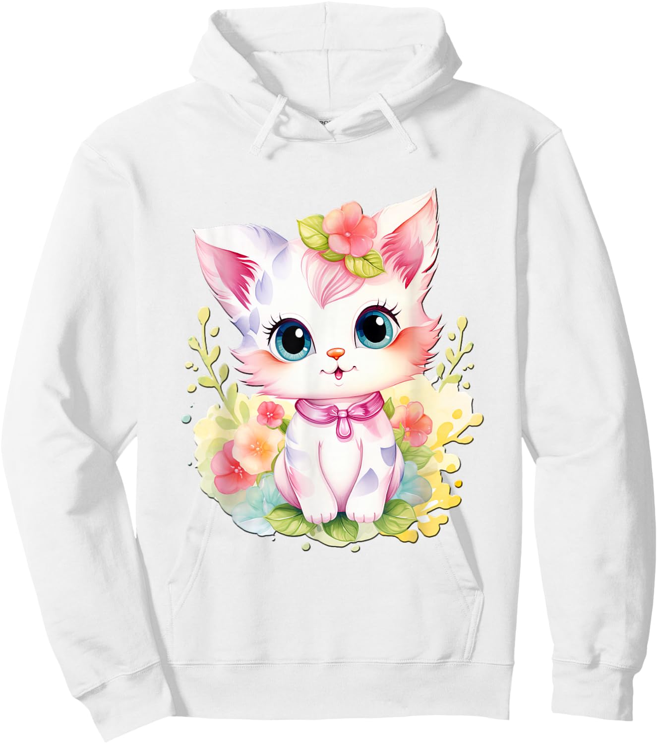 süßes farbenfrohe Katzen Liebhaber Outfits Baby Katze mit Blumen süße Katzen Kätzchen Mädchen Tochter Hoodie - Hoodie | White