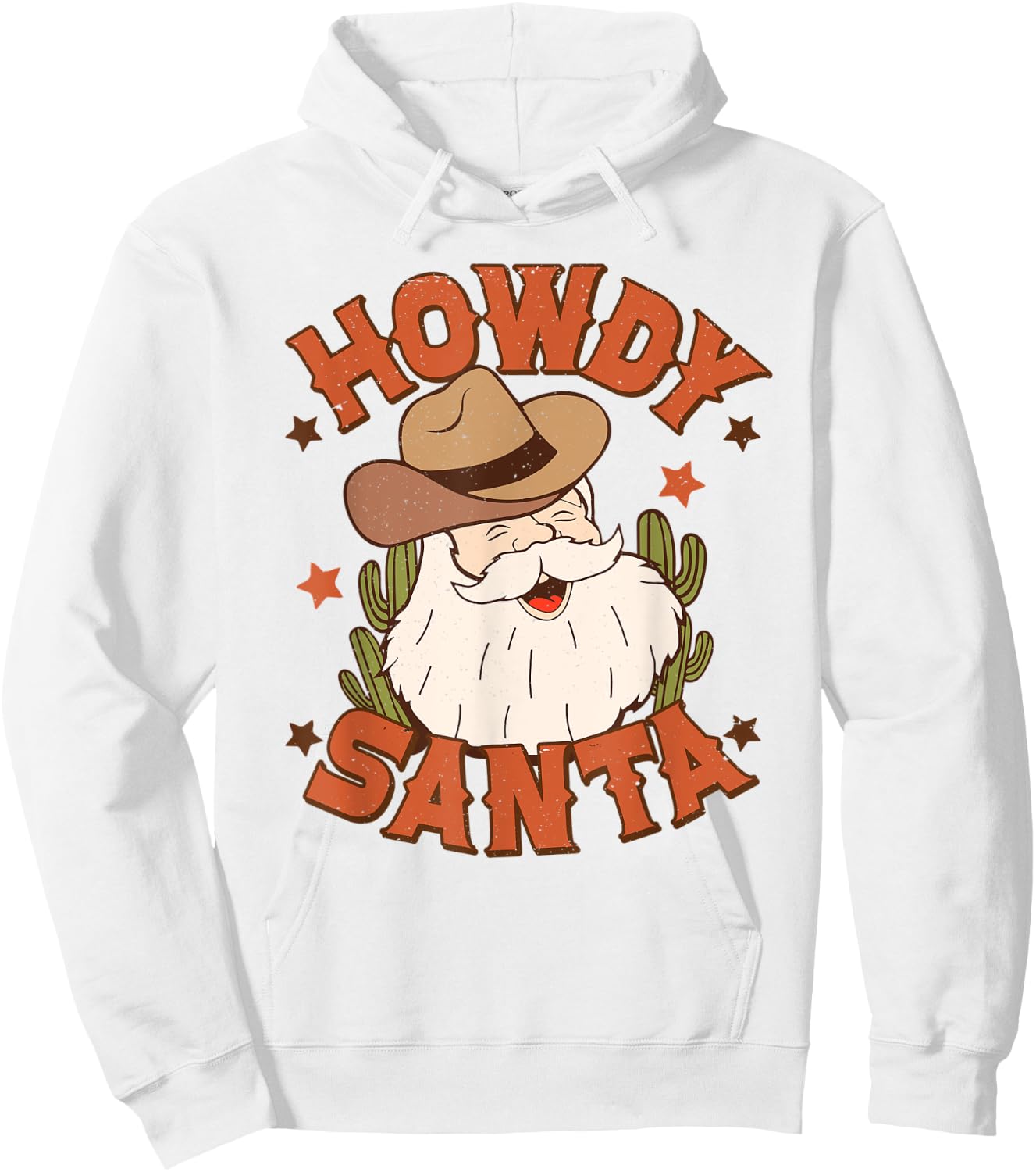Retro Howdy Santa Christmas Rodeo Western Cowboy Cowgirl Hoodie - Hoodie | White