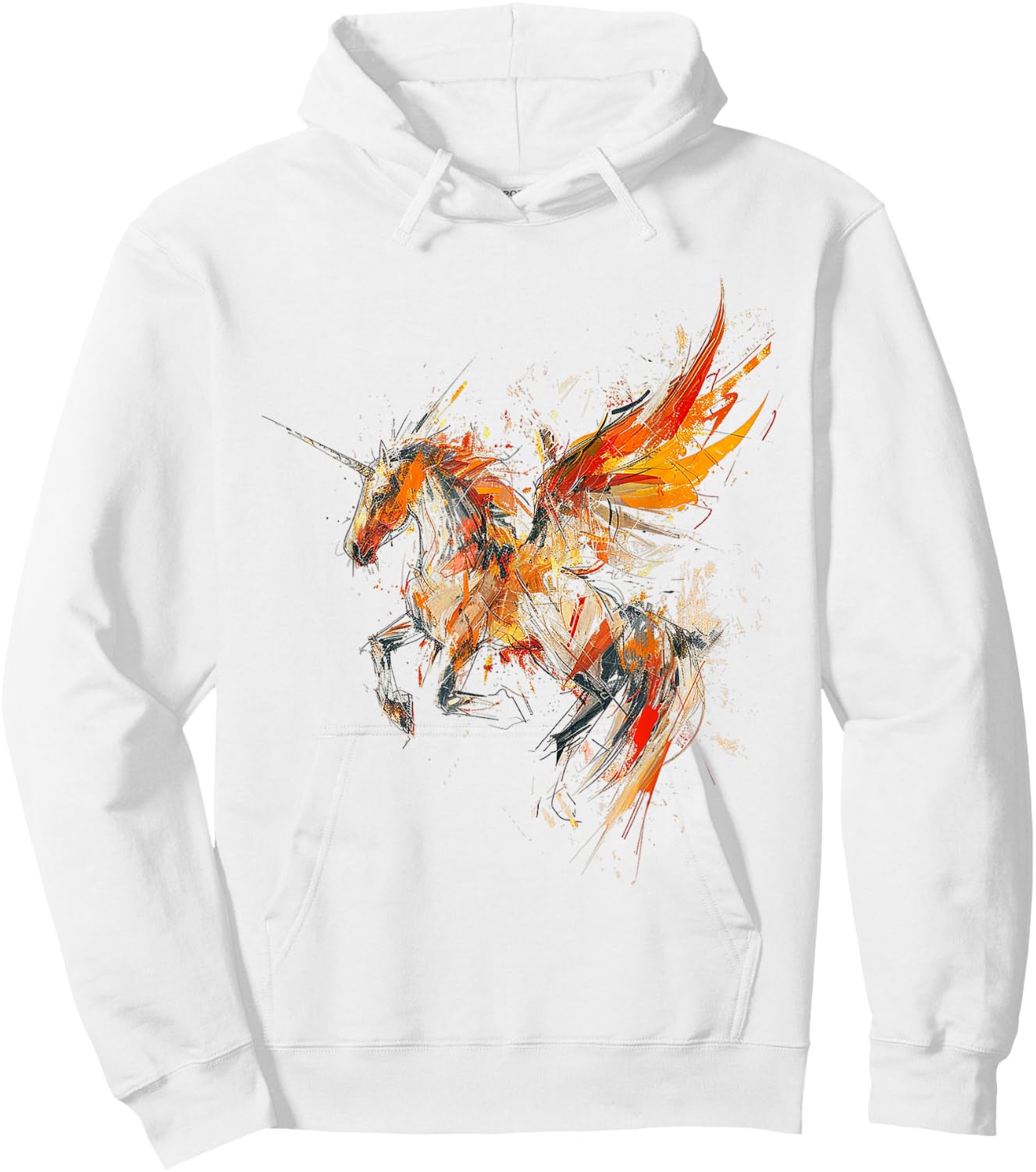 Pegasus Abstract Graphic Painting Artwork Colorful Pegasus , white, S Hoodie - Hoodie | White