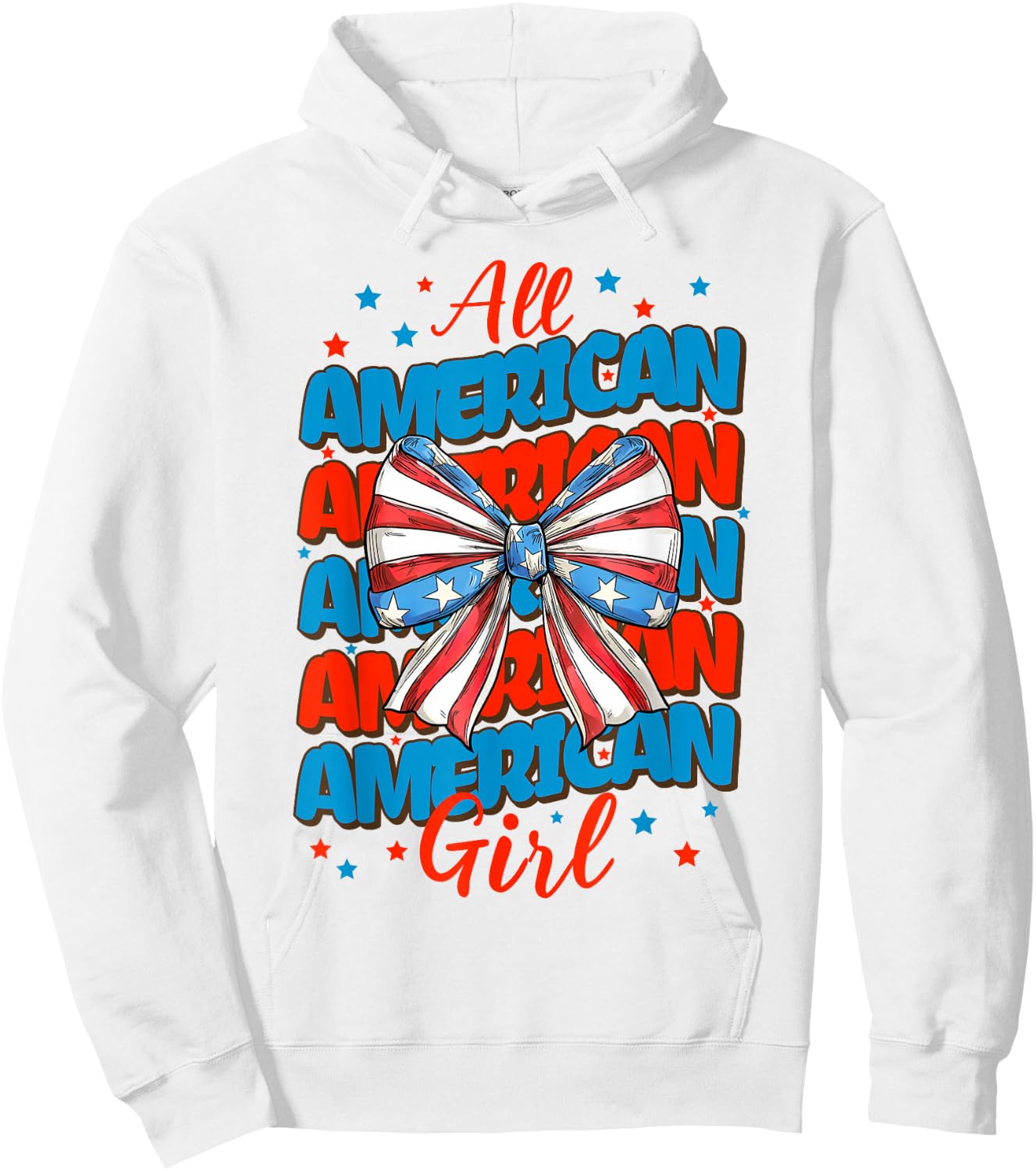 Groovy All American Girl 4th Of July Girls Kids USA Flag Hoodie - Hoodie | White