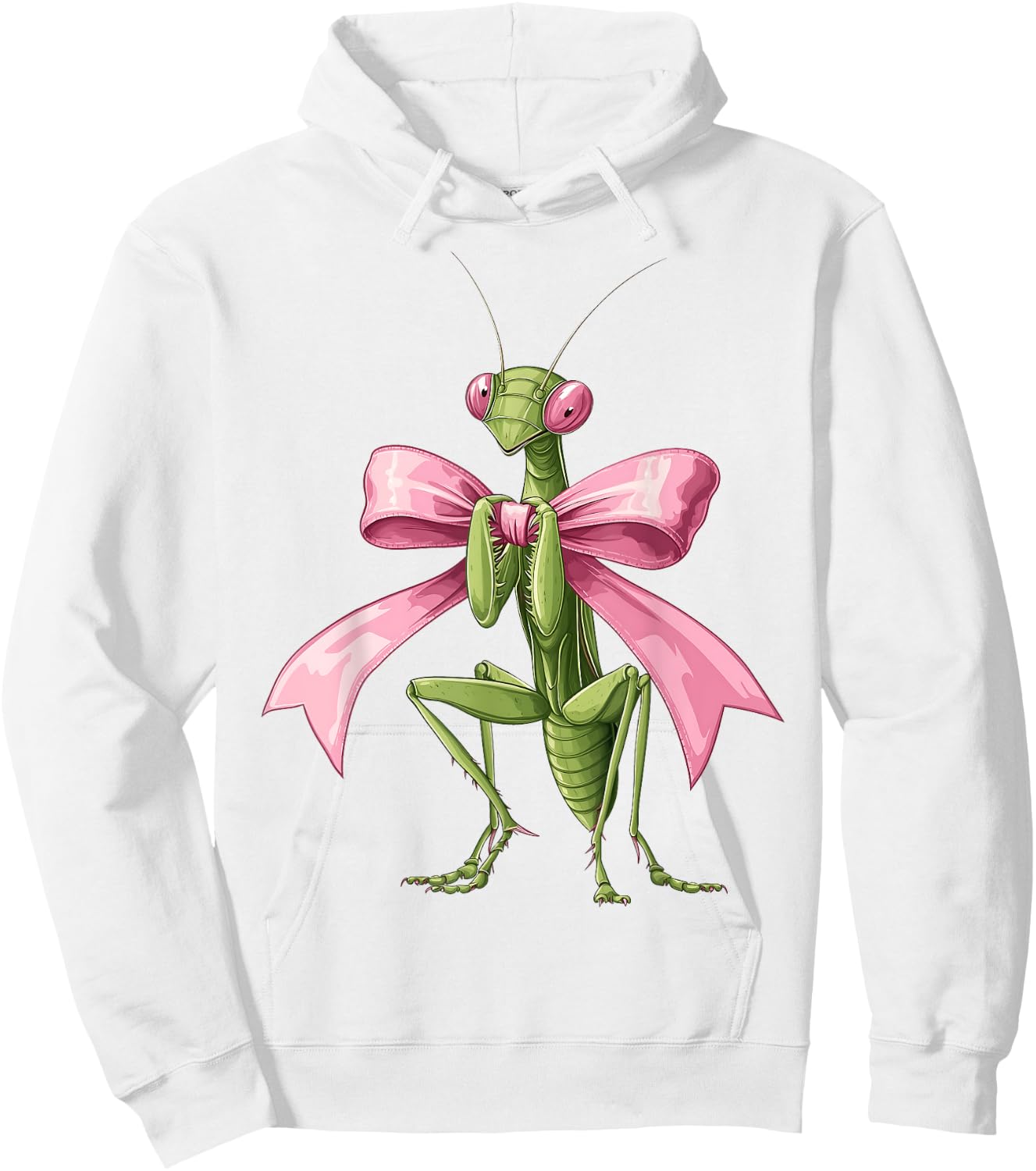 Coquette Bow Mantis Praying Mantis Insect Pink Ribbon Girl Hoodie - Hoodie | White