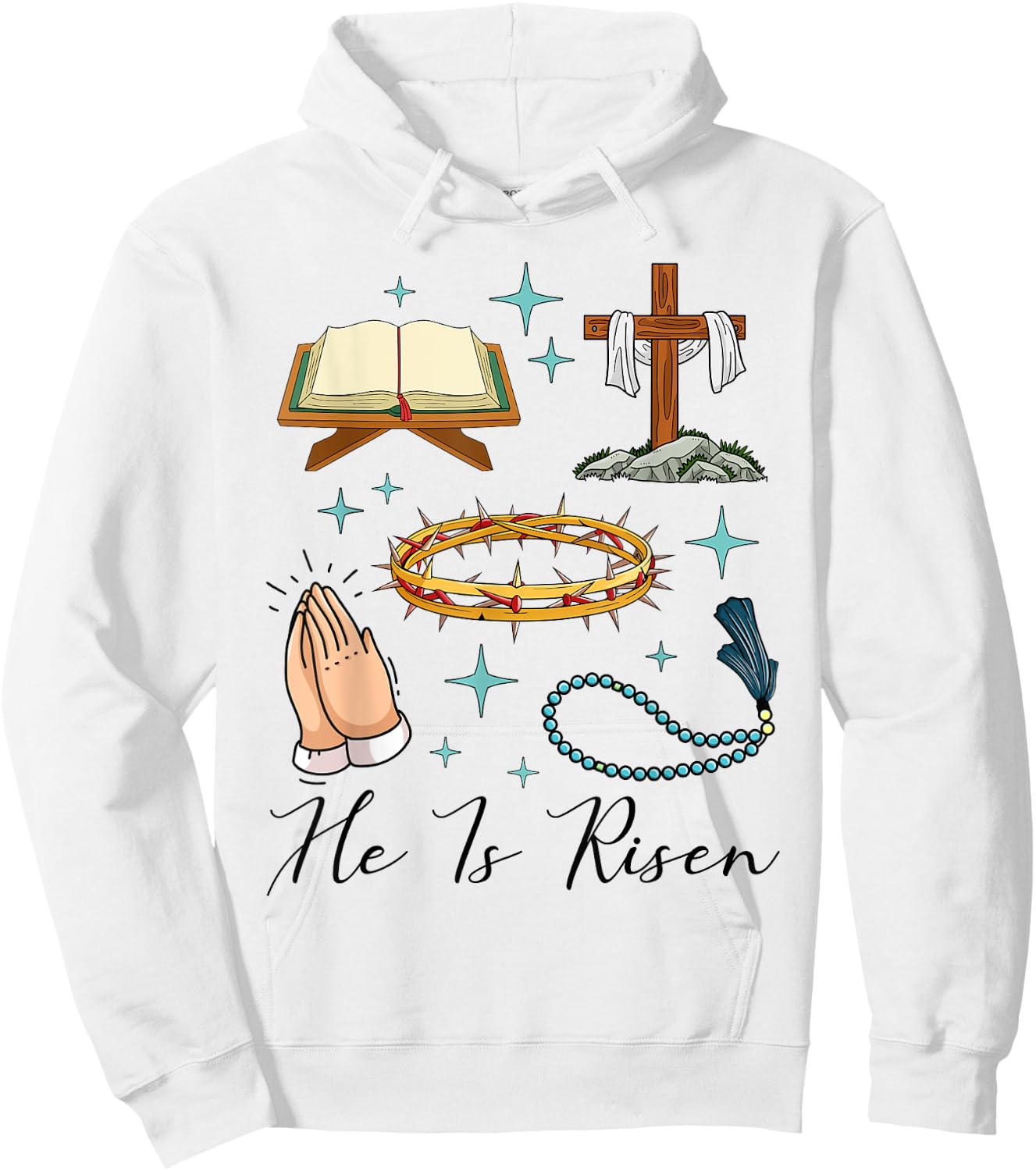 He Is Risen Shirt Easter Christian Cross Men Women Kids Hoodie - Hoodie | White