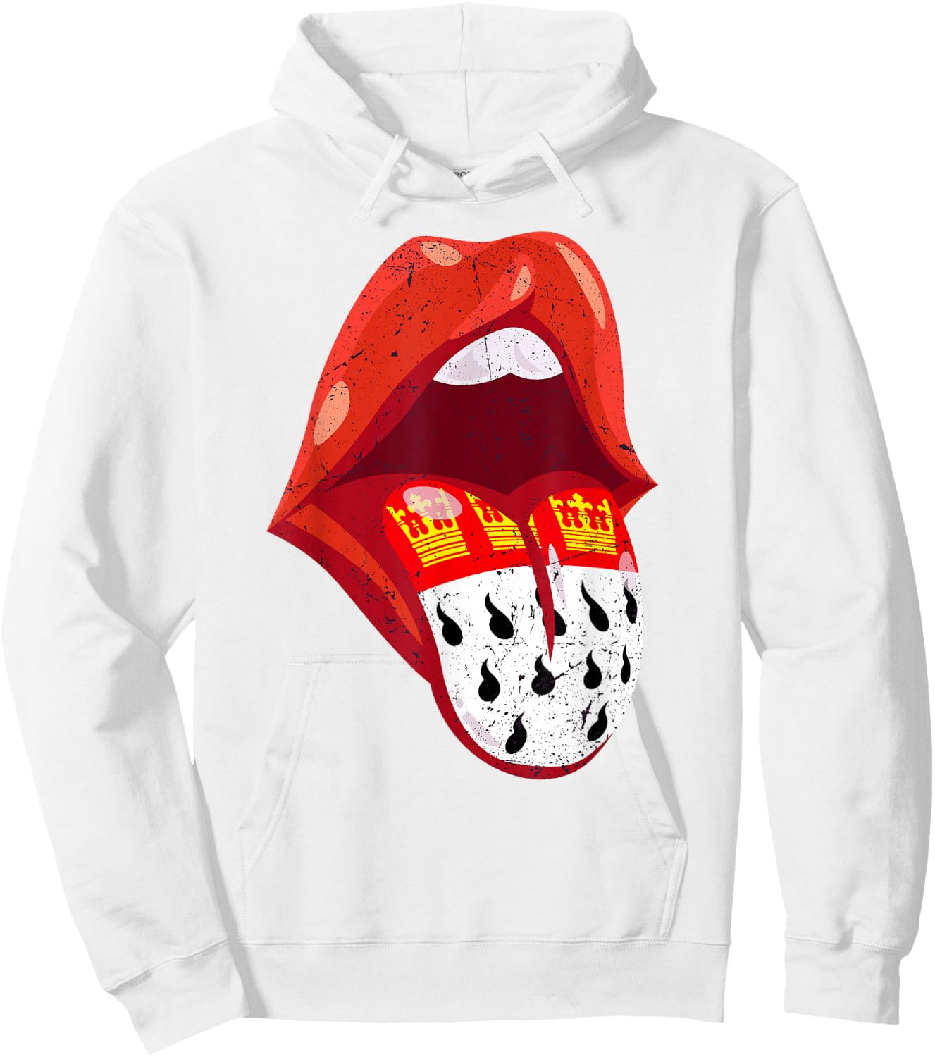 Cologne Carnival Costume Mouth with Tongue 2024 Red White Alaaf , red Hoodie - Hoodie | White