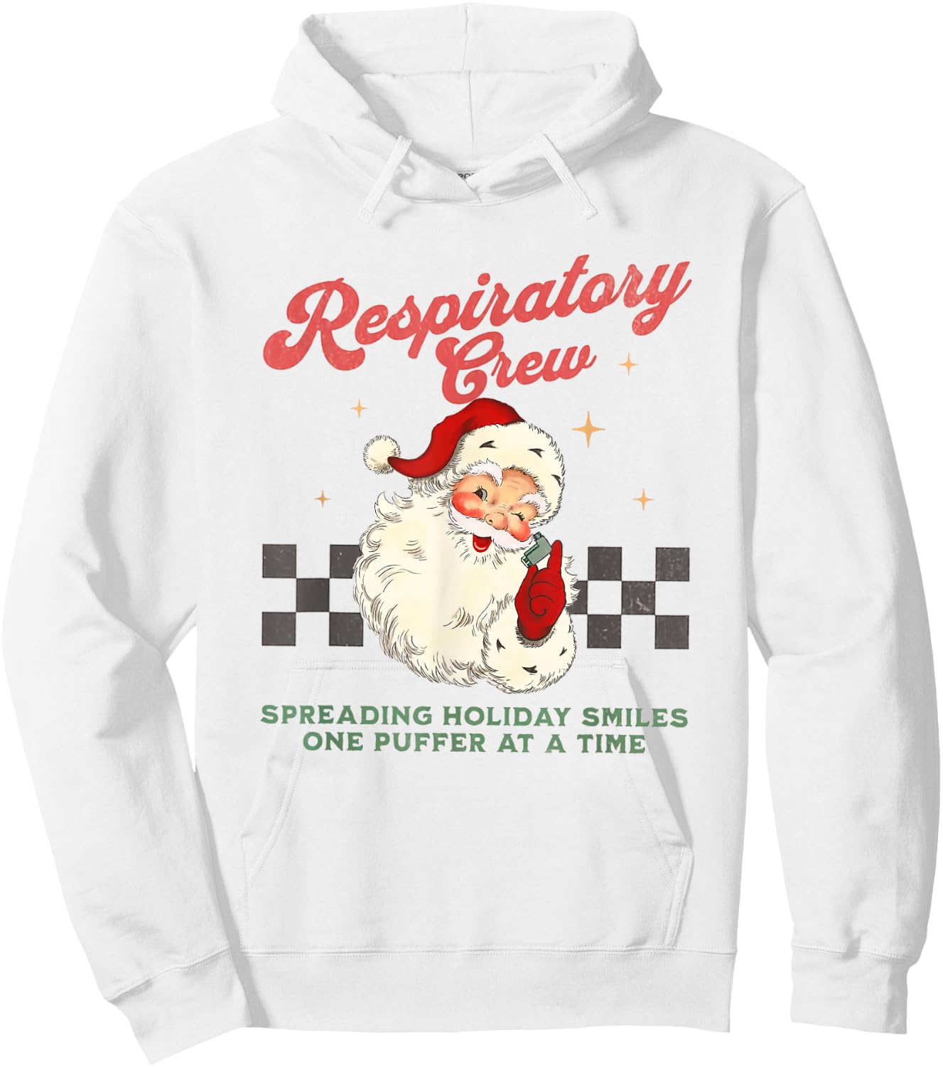 Women Respiratory Therapy Team RT Vintage Santa Christmas Hoodie - Hoodie | White