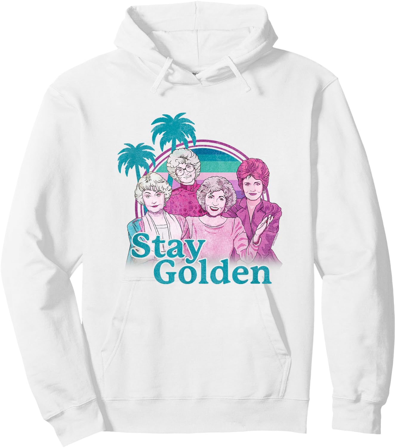 The Golden Girls Stay Golden Iconic Retro Animated Portrait , White Hoodie - Hoodie | White