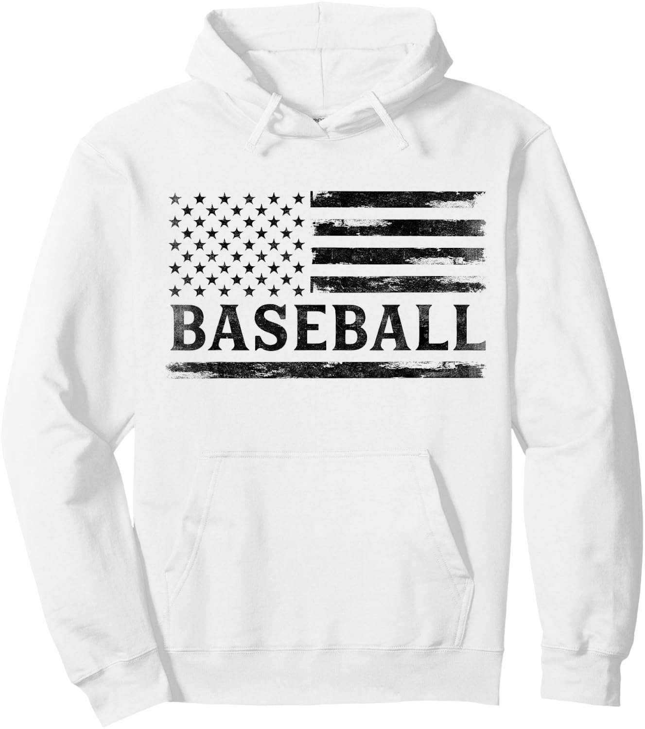 Baseball Black Vintage USA Flag Player Coach Hoodie - Hoodie | White