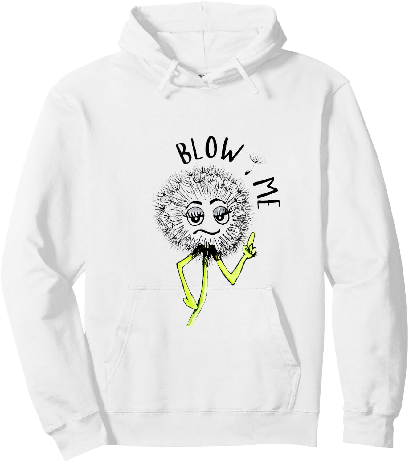 Funny Blow Me Dandelion Graphic Hoodie - Hoodie | White