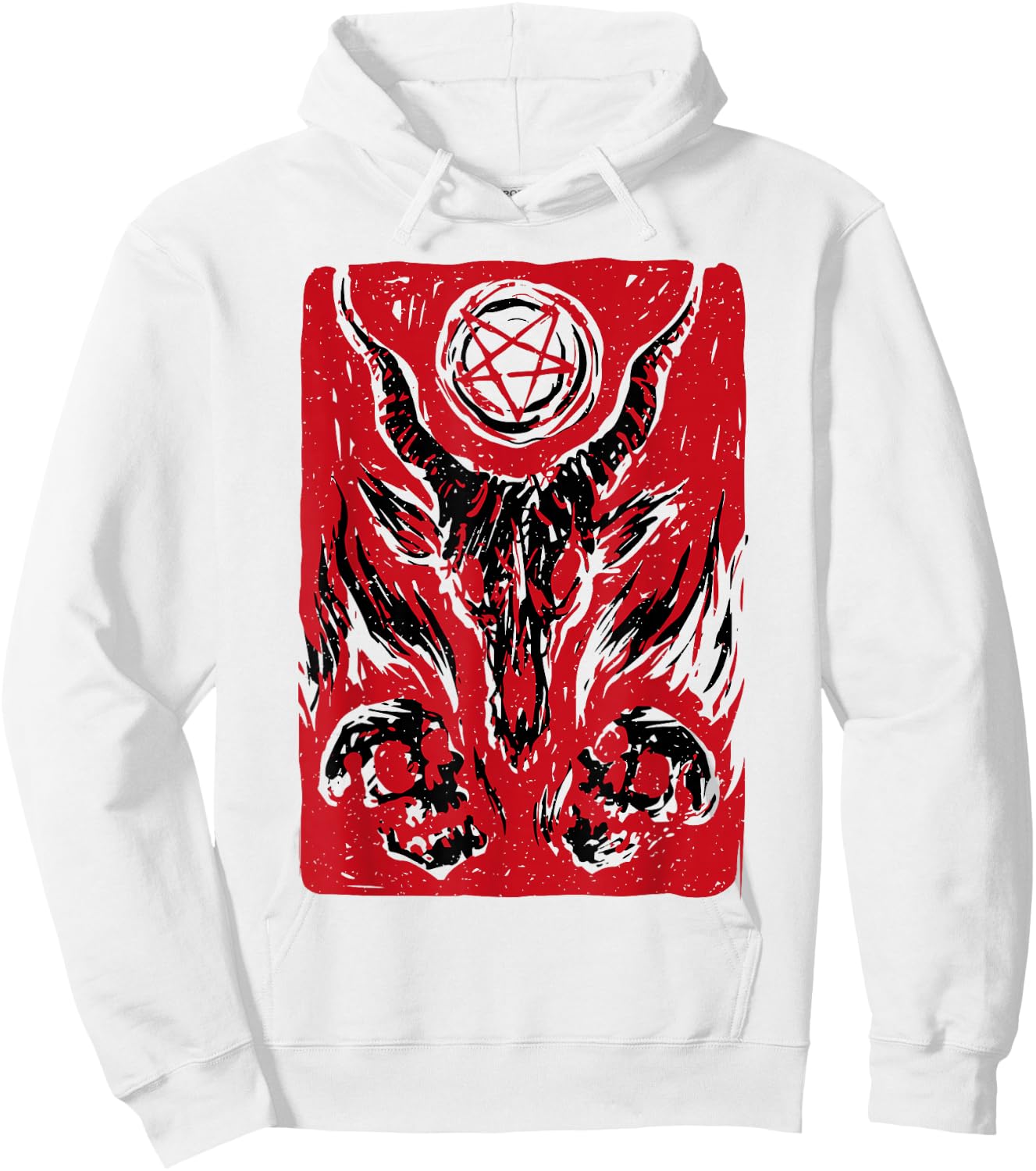 Retro Baphomet Satanic Satan Goat Devil Occult Goth Graphic Hoodie - Hoodie | White
