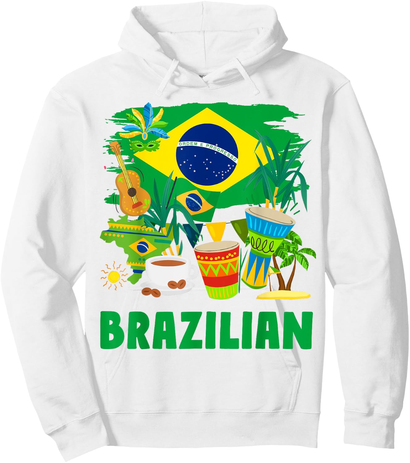 Brazil Flag - Outfit Idea for Children - Flag of Brazil and Brazil , Yellow, S Hoodie - Hoodie | White