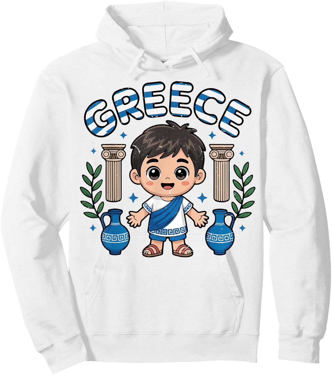 Toddler Boys Greece Greek Flag Funny Baby Kids Youth Hoodie - Hoodie | White