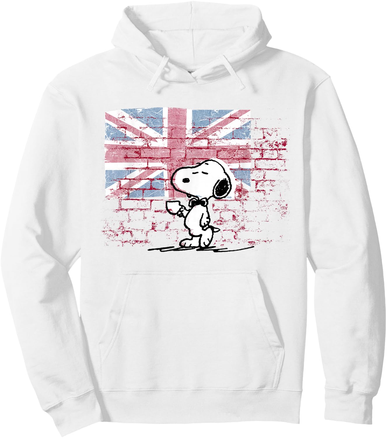 Peanuts Snoopy Posh Union Jack Wall , White Hoodie - Hoodie | White
