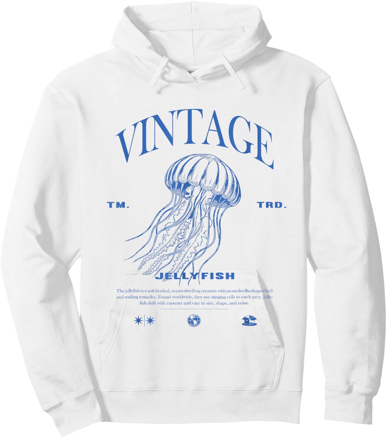 Jellyfish Vintage , White Hoodie - Hoodie | White