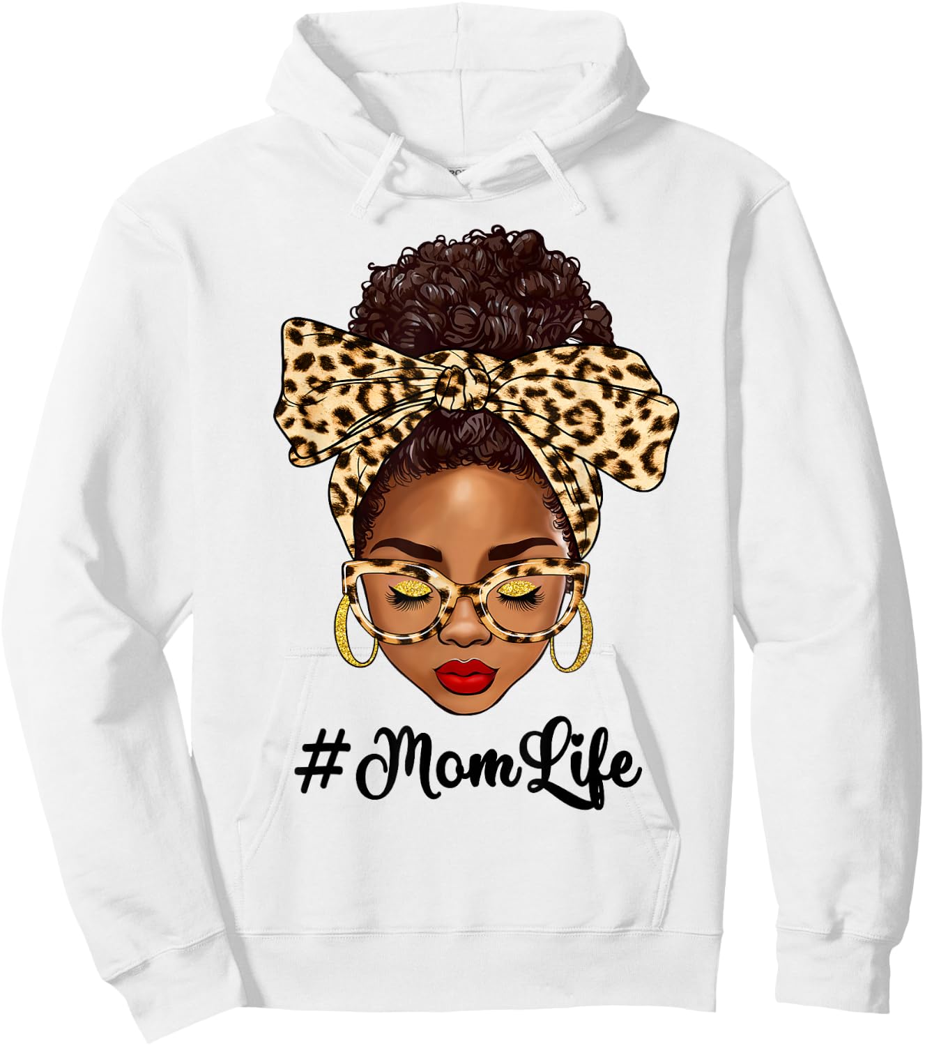 Afro Woman Messy Bun Black Mom Life Mother's Day Hoodie - Hoodie | White