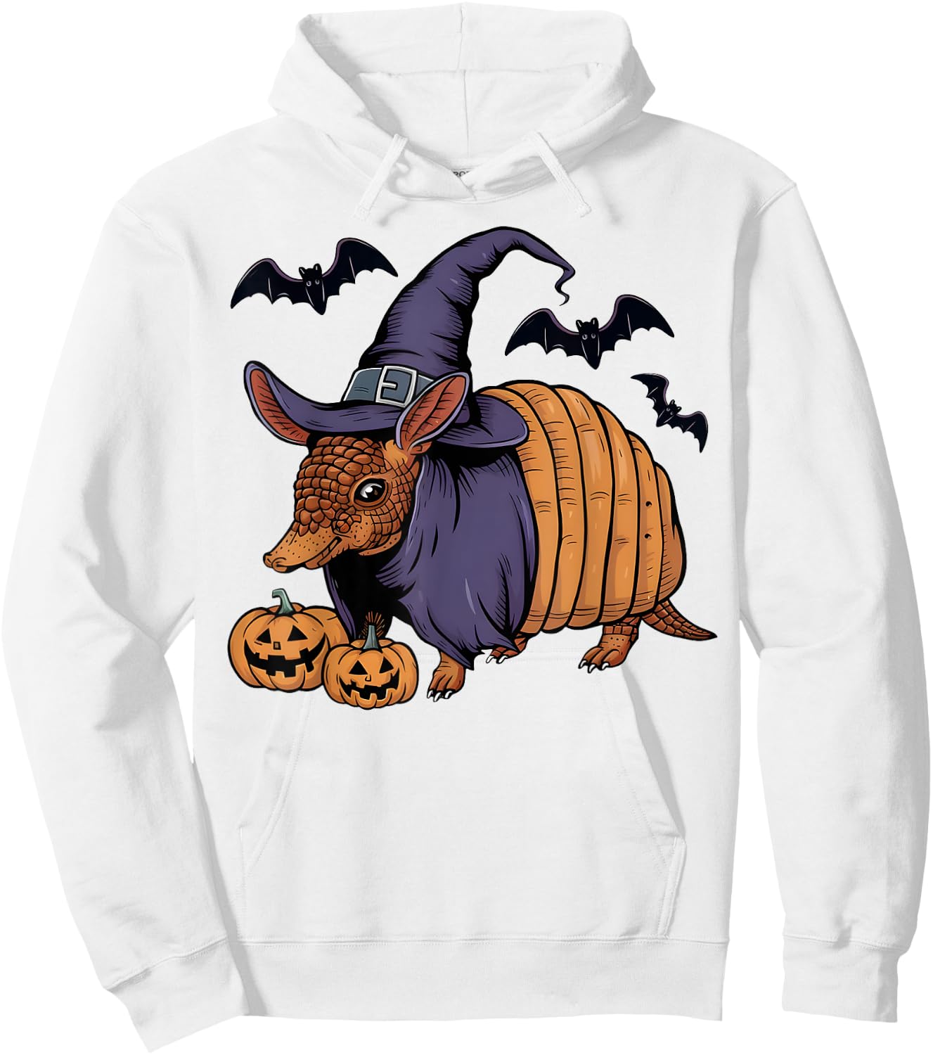 Pumpkin Bat Witch Costume Armadillo Halloween Hoodie - Hoodie | White