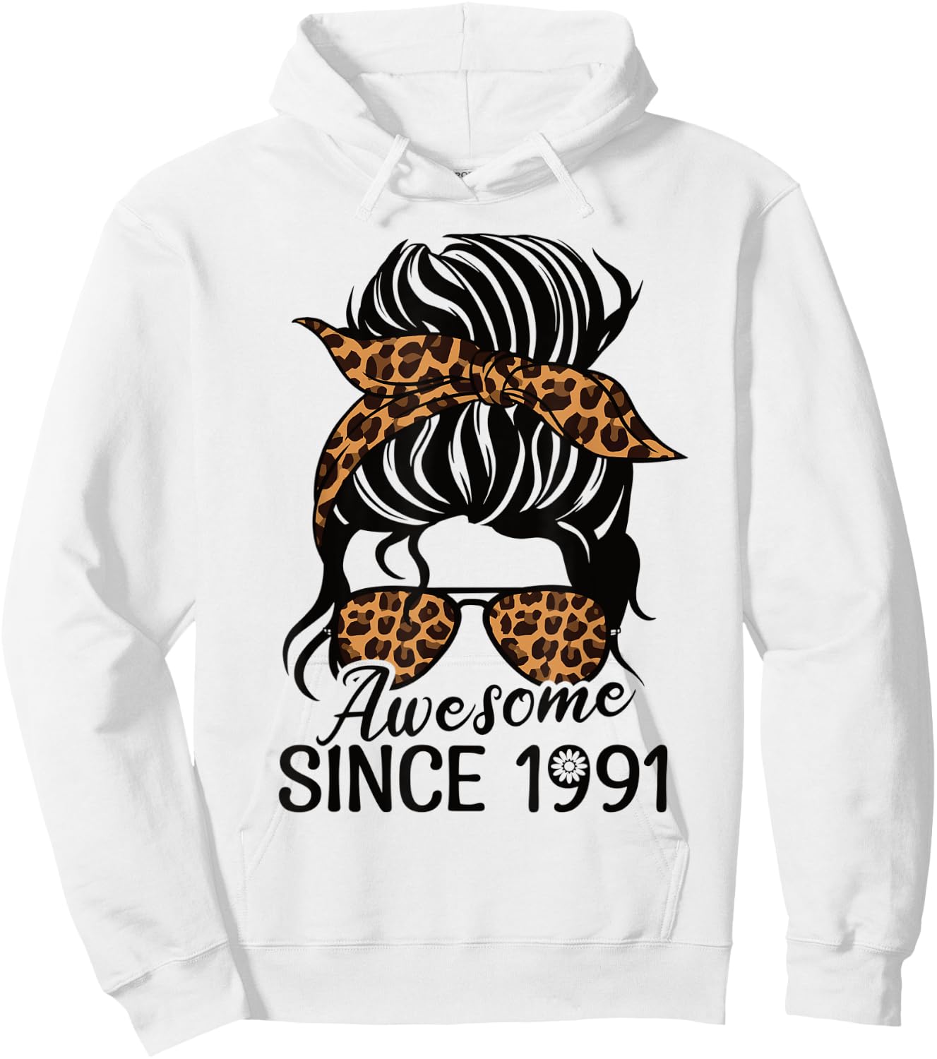 Awesome since 1991 Woman And Girl Leopard Retro Born 1991 Hoodie - Hoodie | White